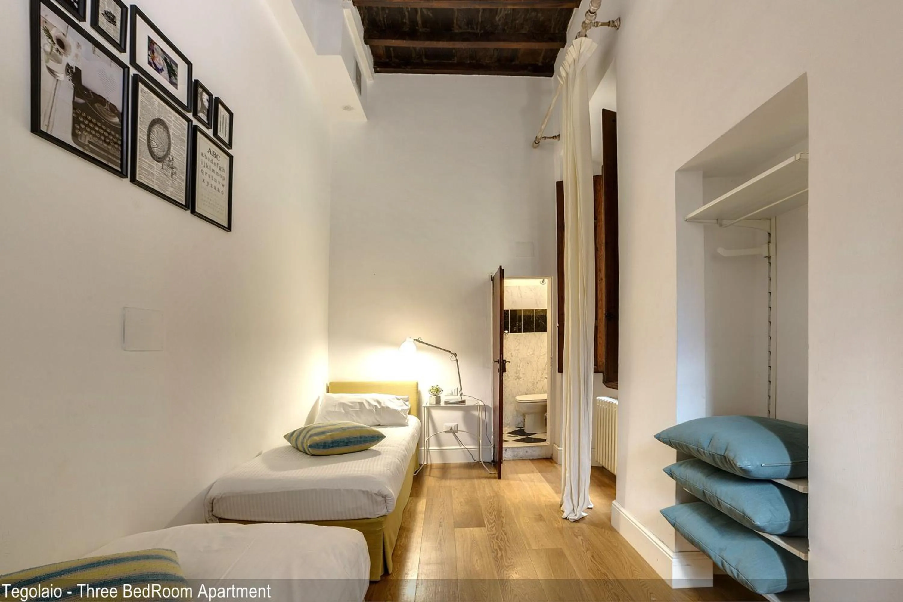 Bedroom, Bed in Tegolaio Apartments by Mamo Florence