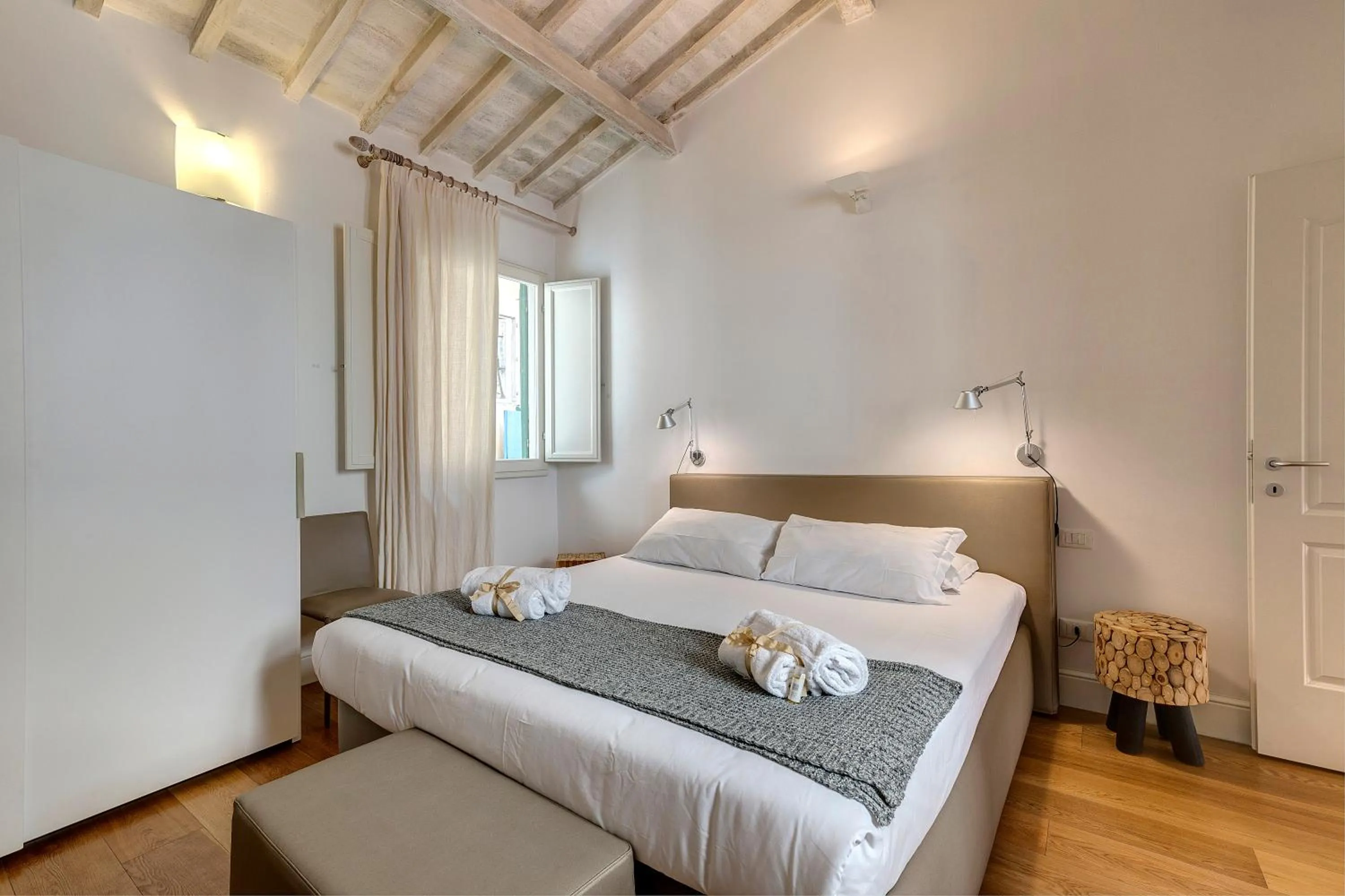 Bedroom, Bed in Tegolaio Apartment by Mamo Florence