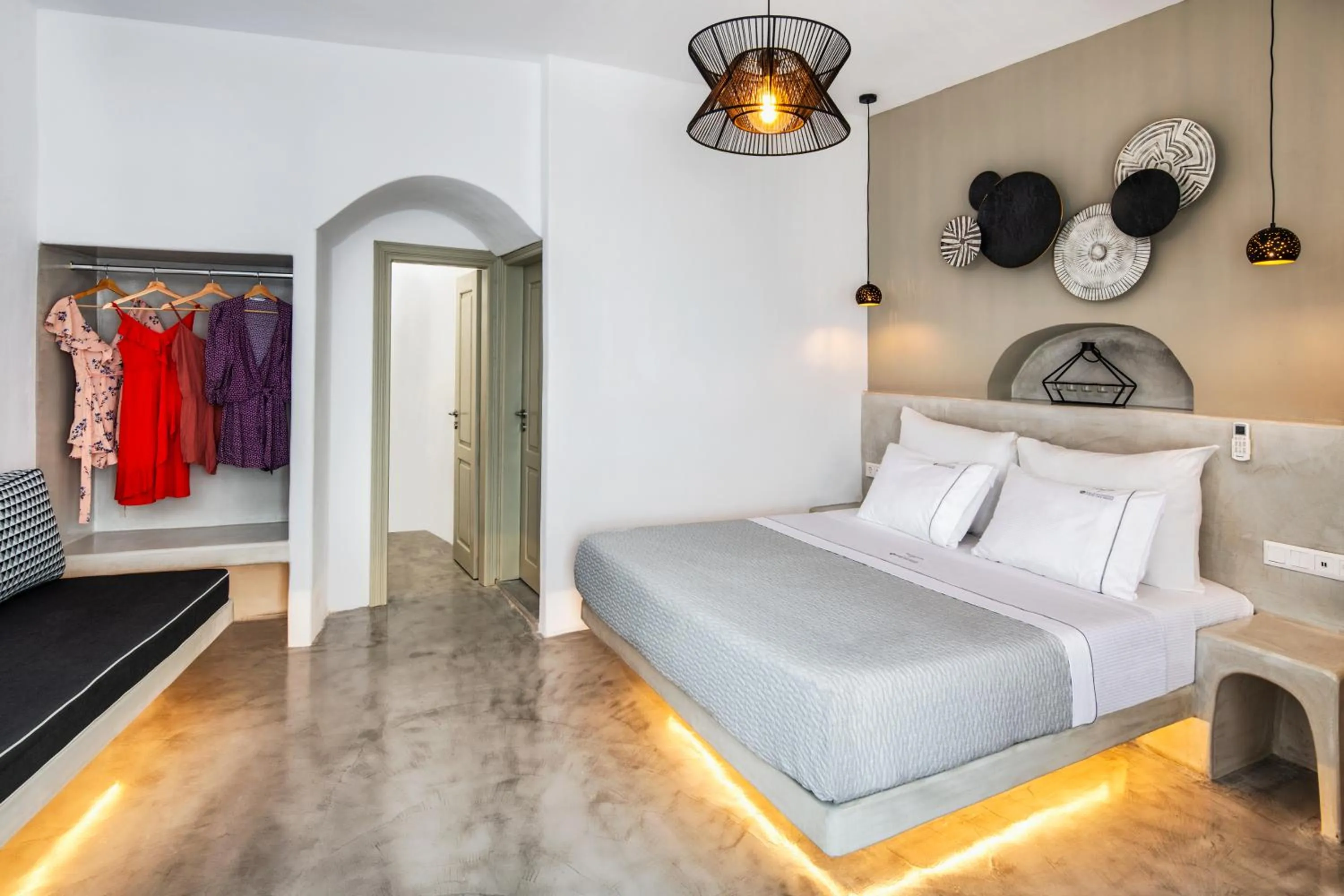 Bed in Kaleidoscope Oia Suites