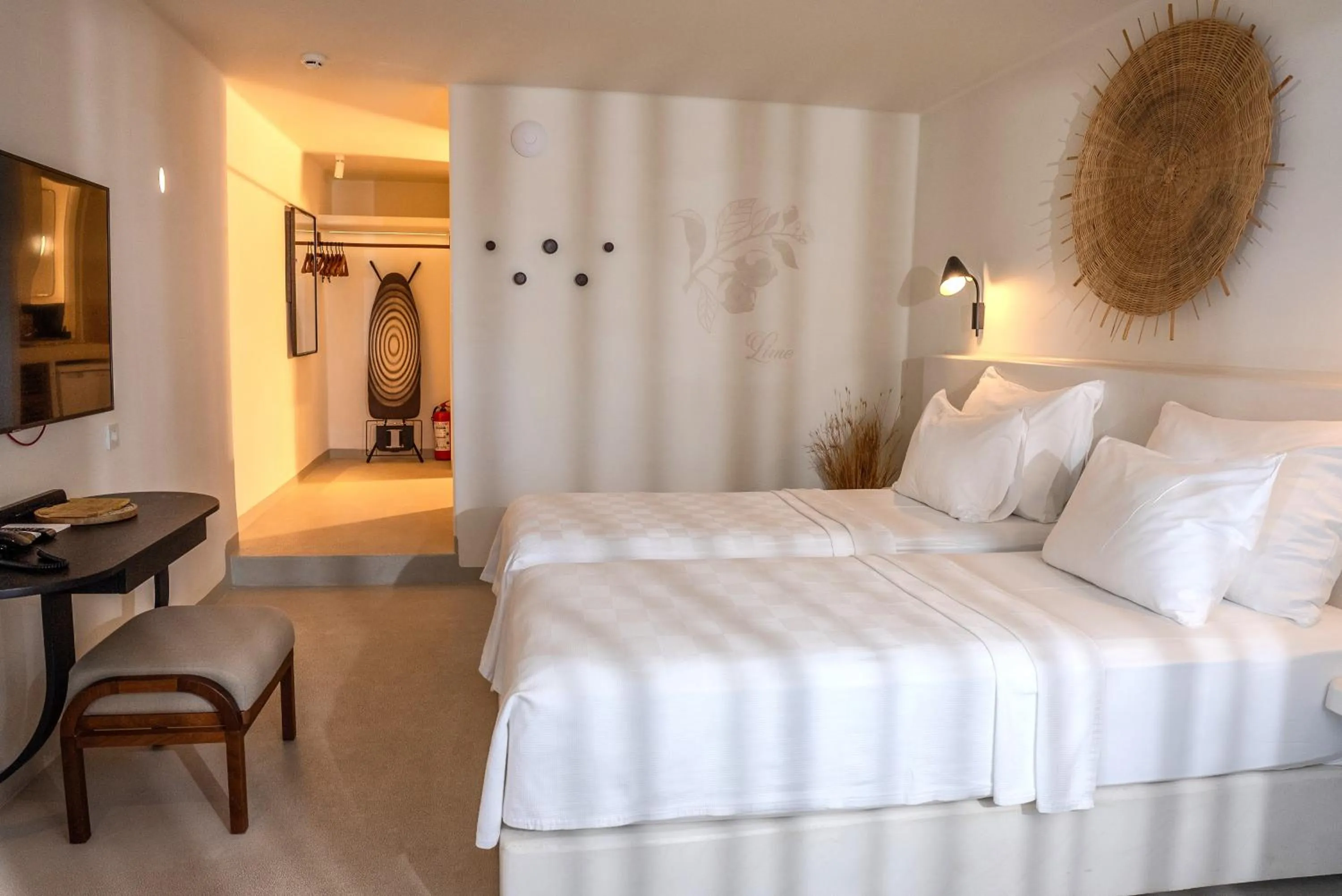 Living room, Bed in Pilos Suites