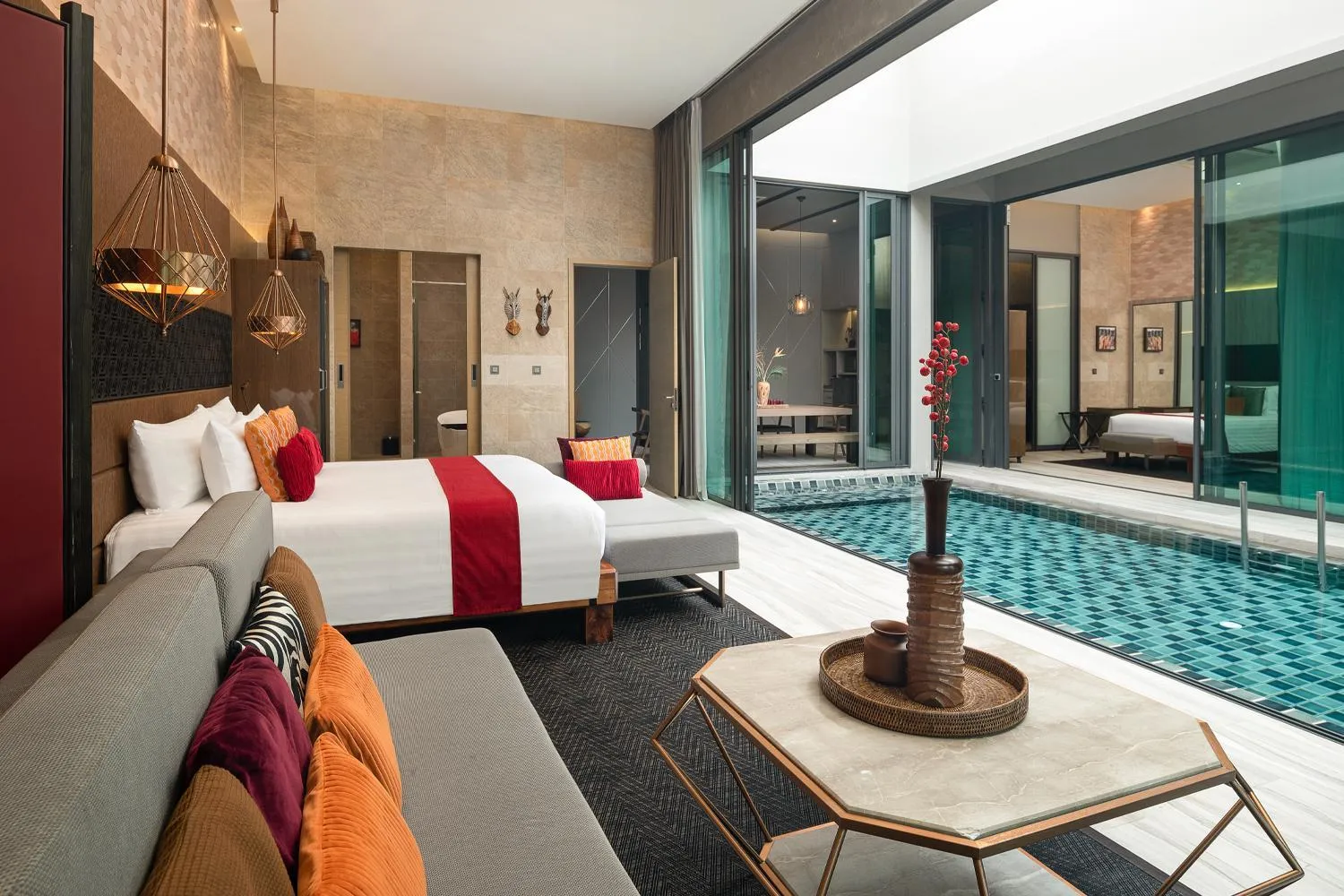 Seating area, Bed in The Gems Mining Pool Villas Pattaya