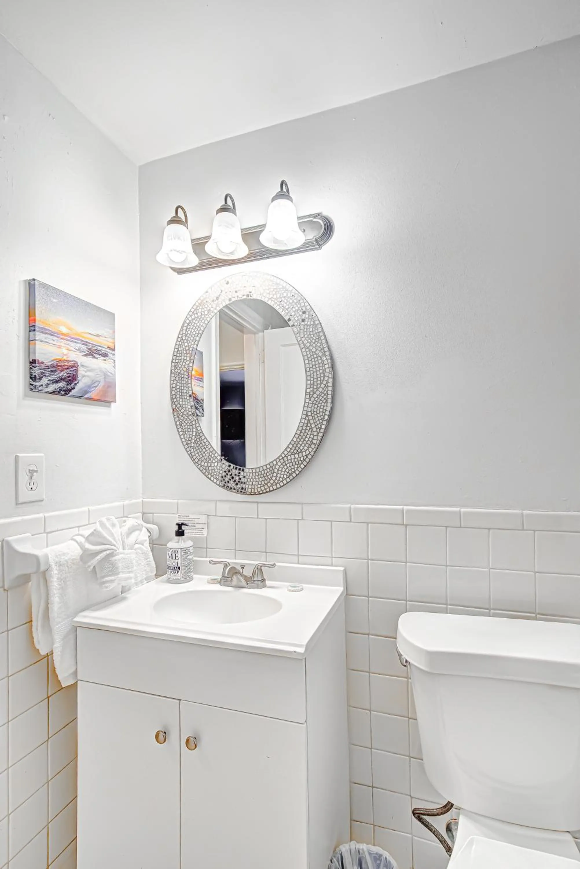 Bathroom in Little Paris by the ocean self check in