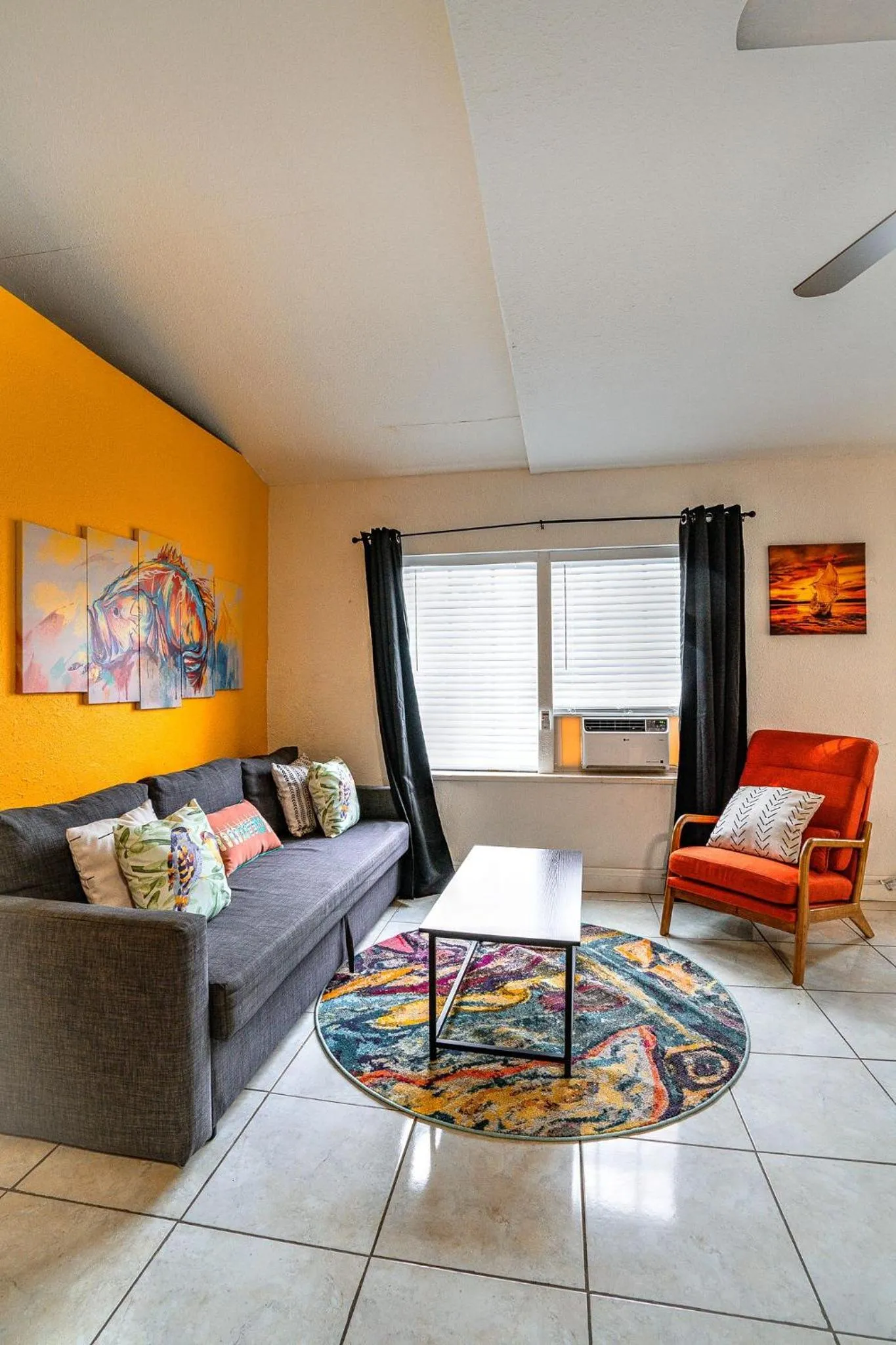 Living room in Little Paris by the ocean self check in