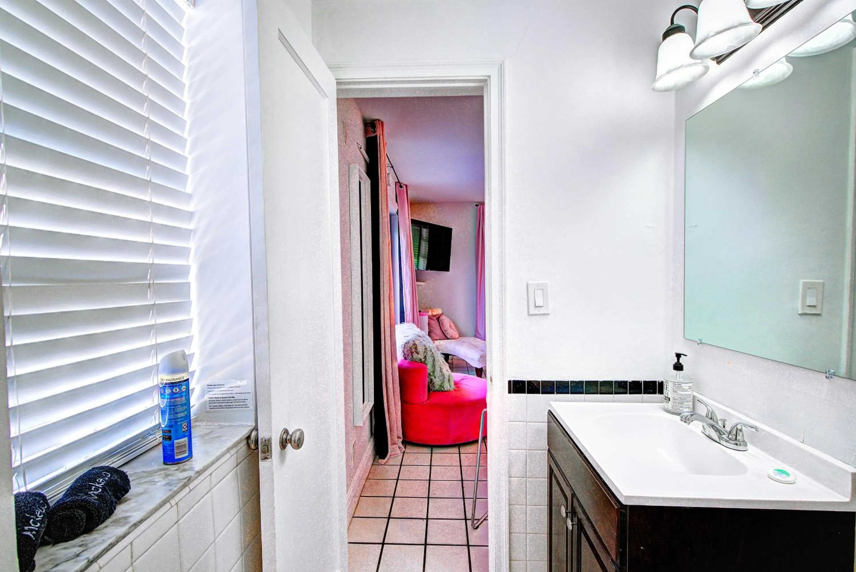 Bathroom in Little Paris by the ocean self check in