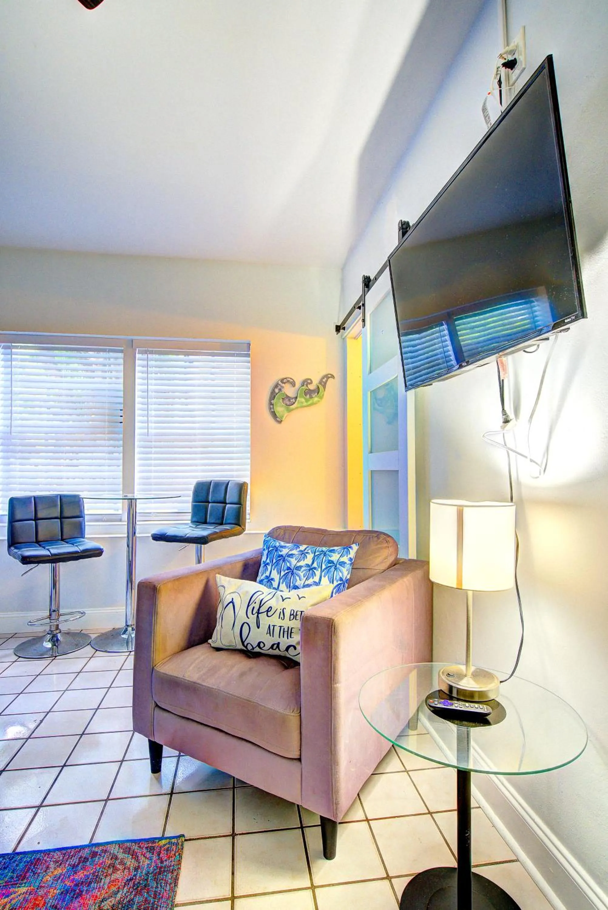 Living room in Little Paris by the ocean self check in