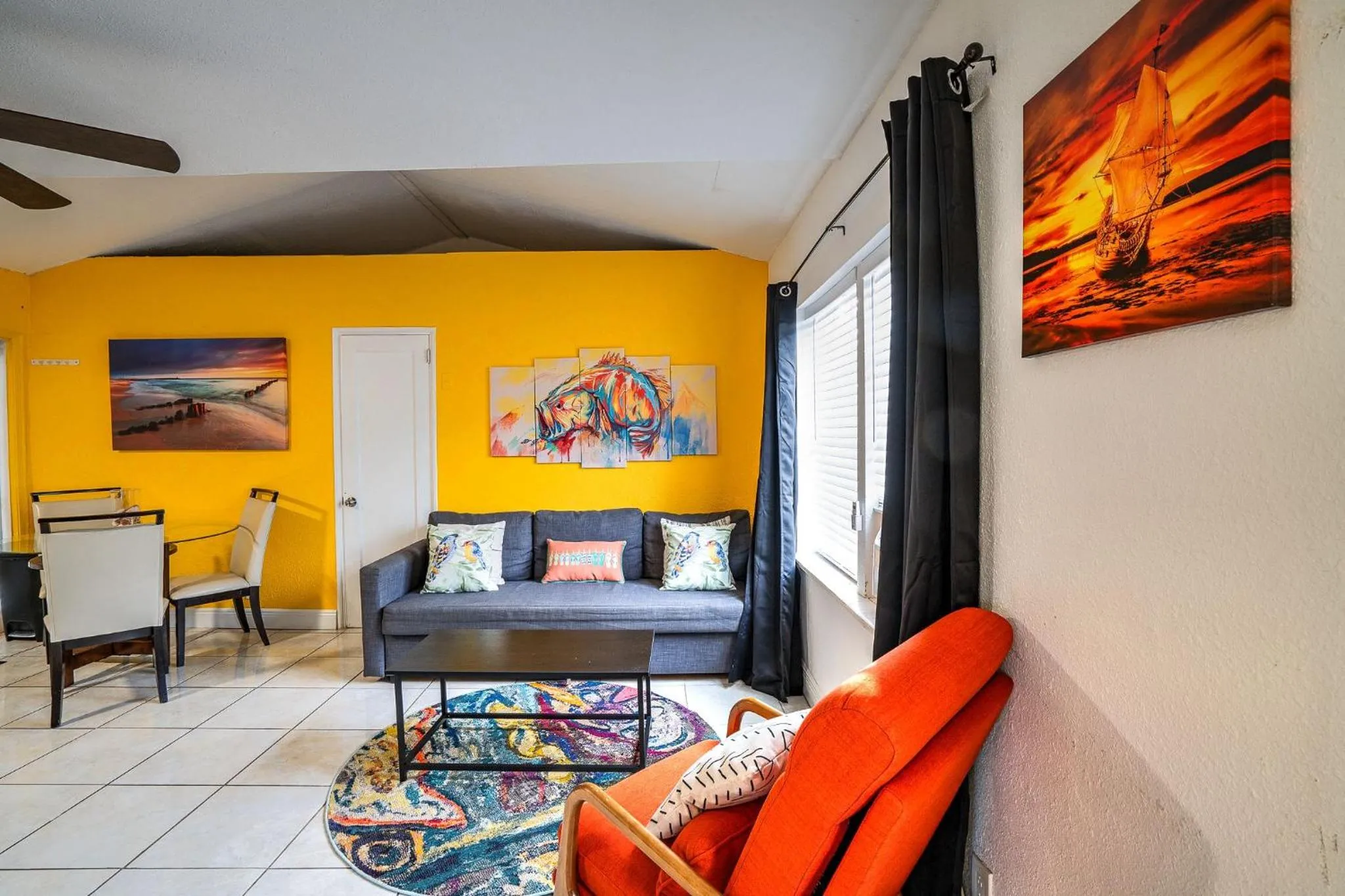 Living room in Little Paris by the ocean self check in