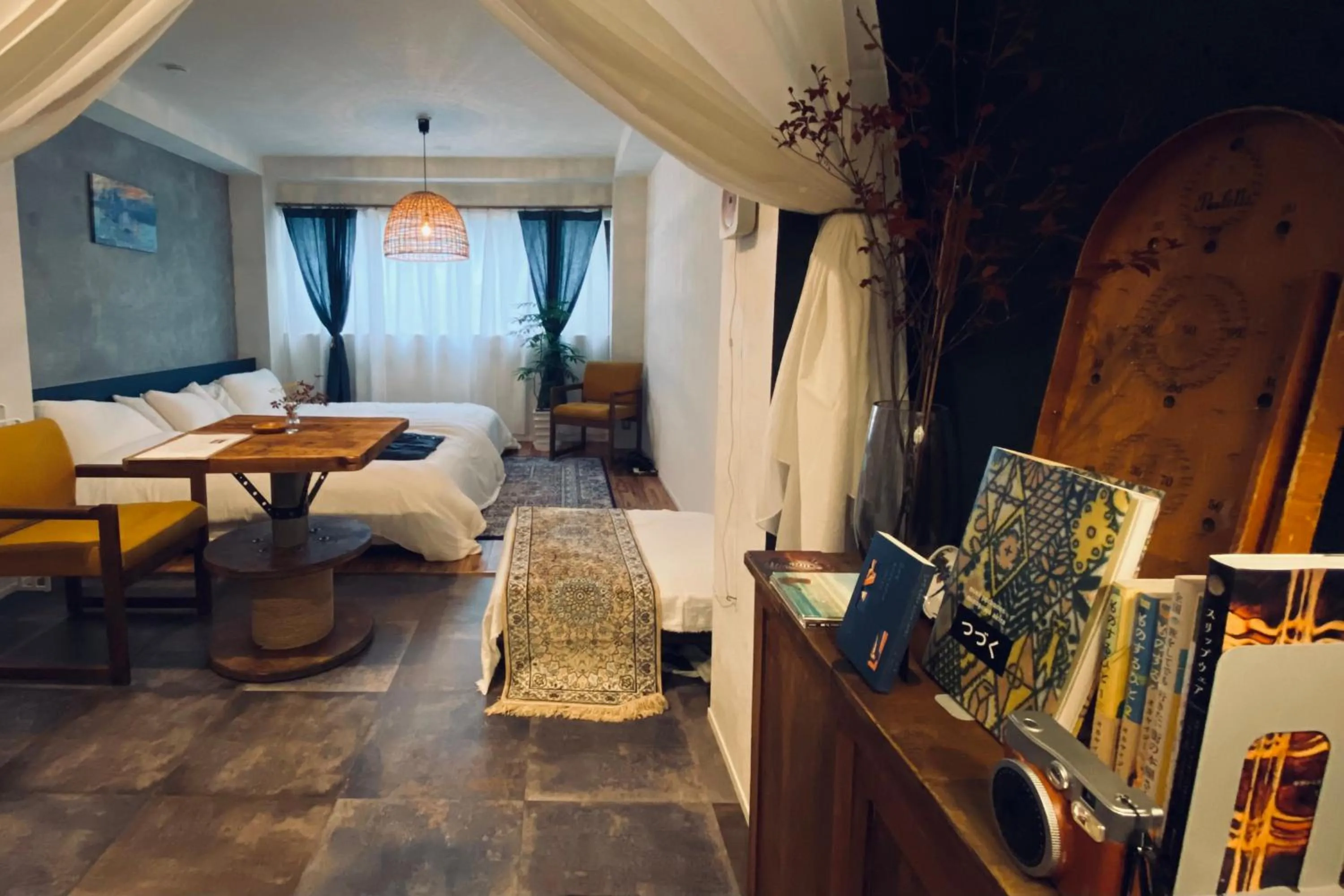 Living room, Bed in TOE LIBRARY Tokyo Asakusa