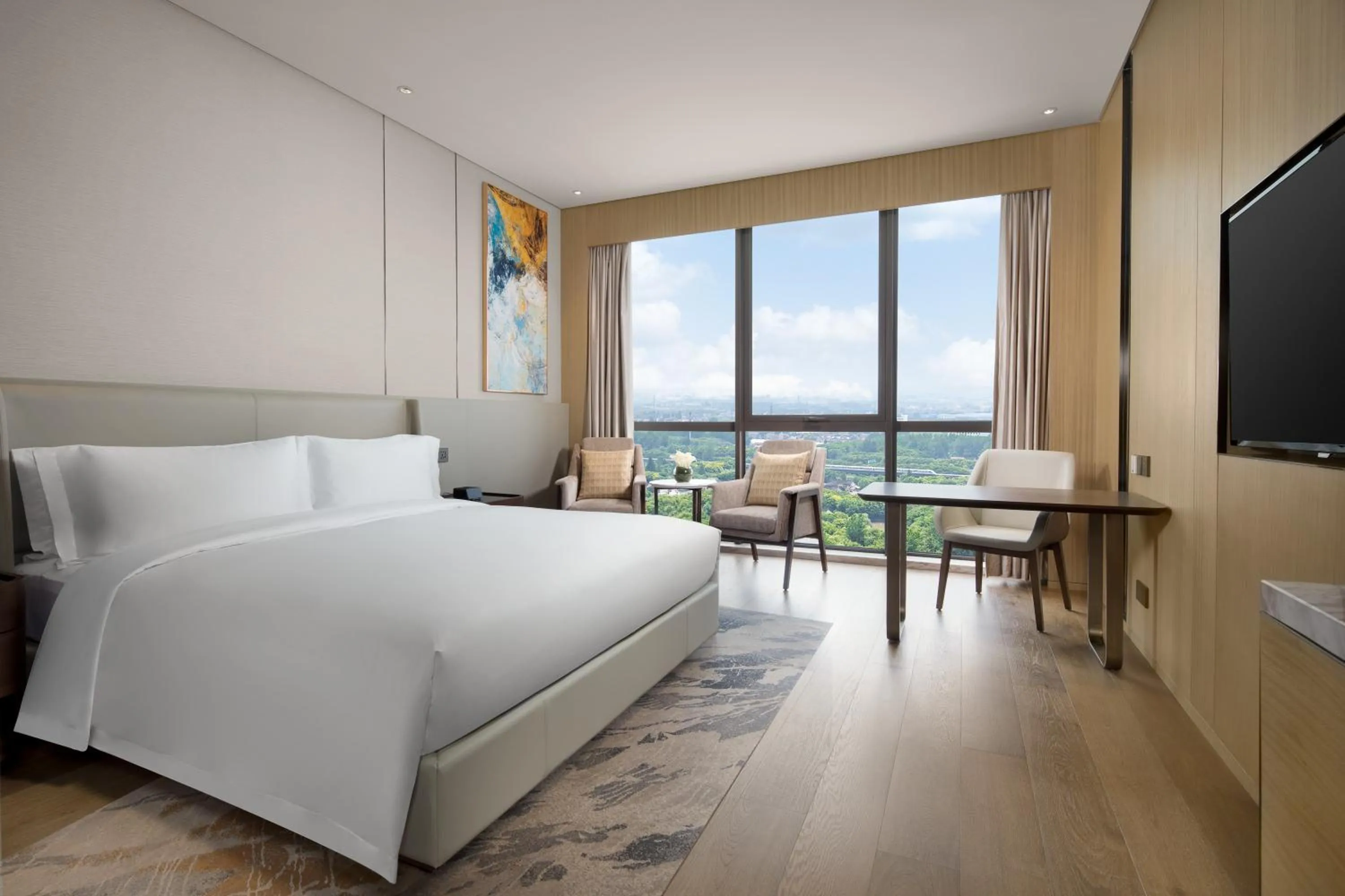 Bedroom, Bed in Wyndham Shanghai Pudong