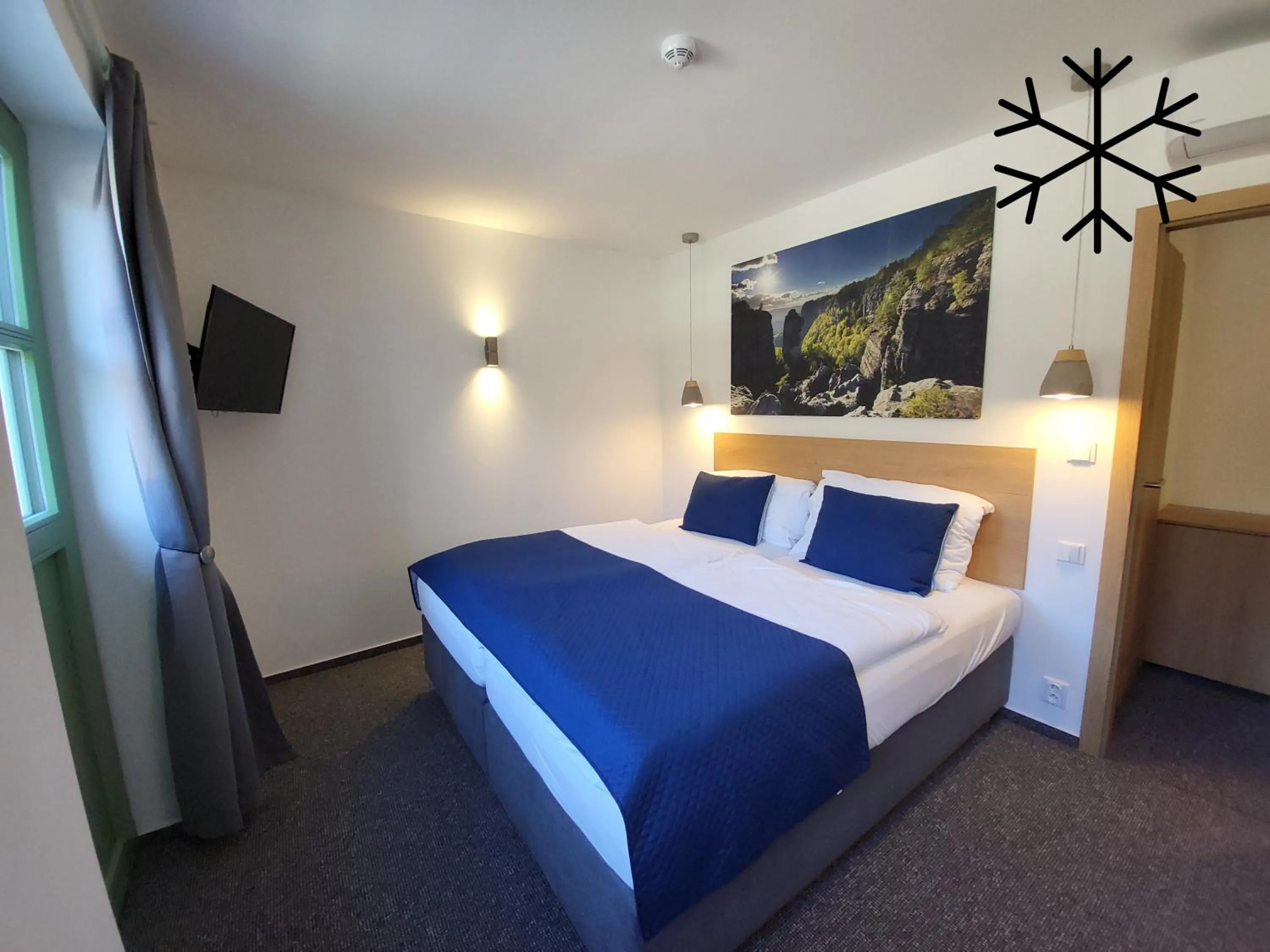 air conditioner, Bed in Pension Jitřenka Hřensko - Breakfast Included & Free Parking