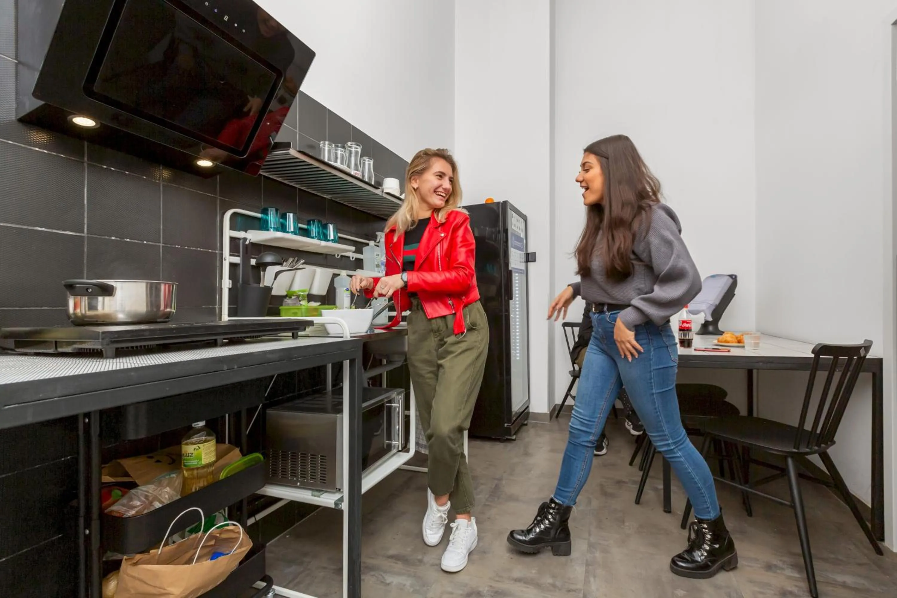 Communal kitchen in a&o Budapest City