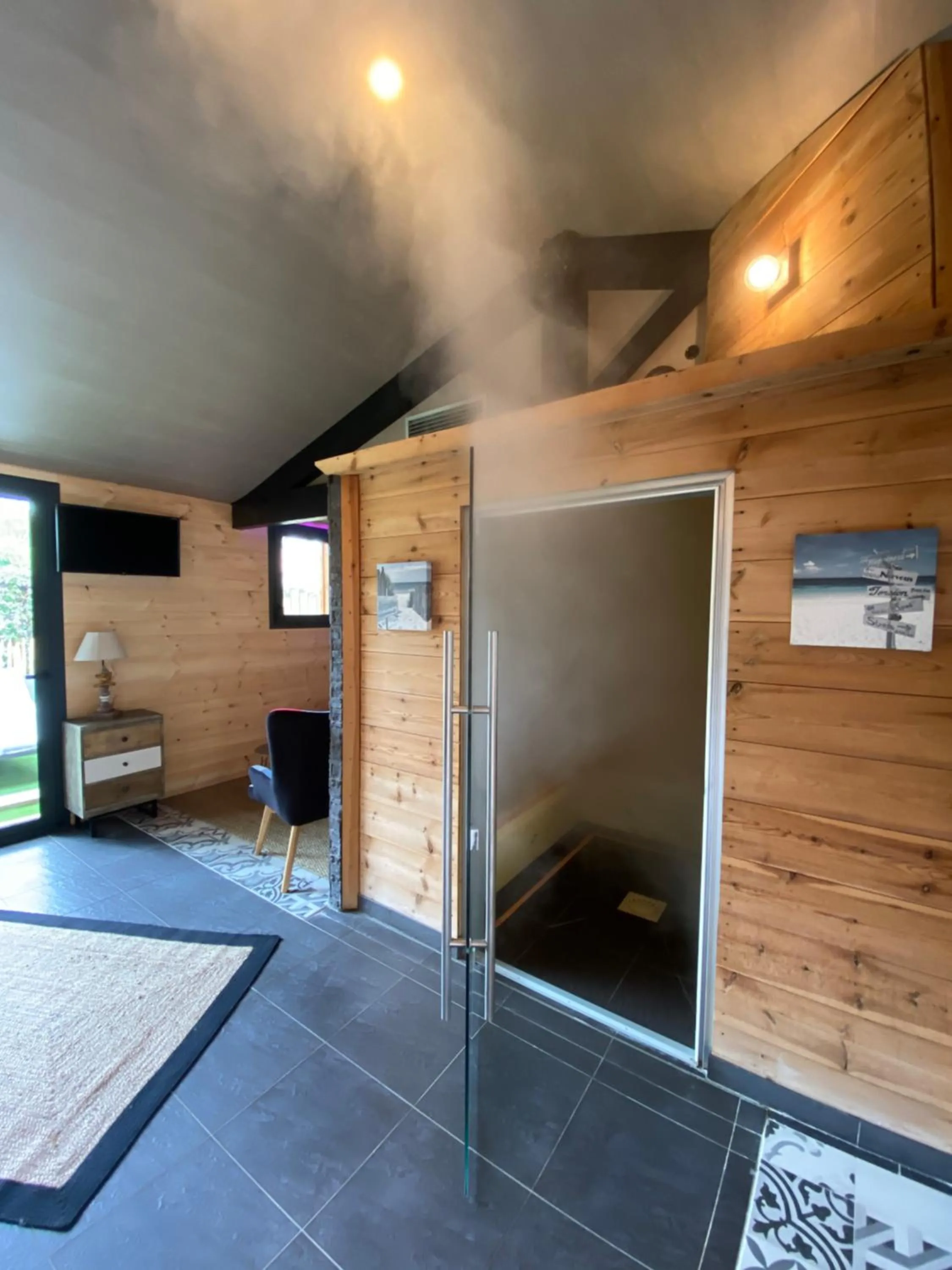 Sauna in La Cabane d'Arès - chambre double PREMIUM