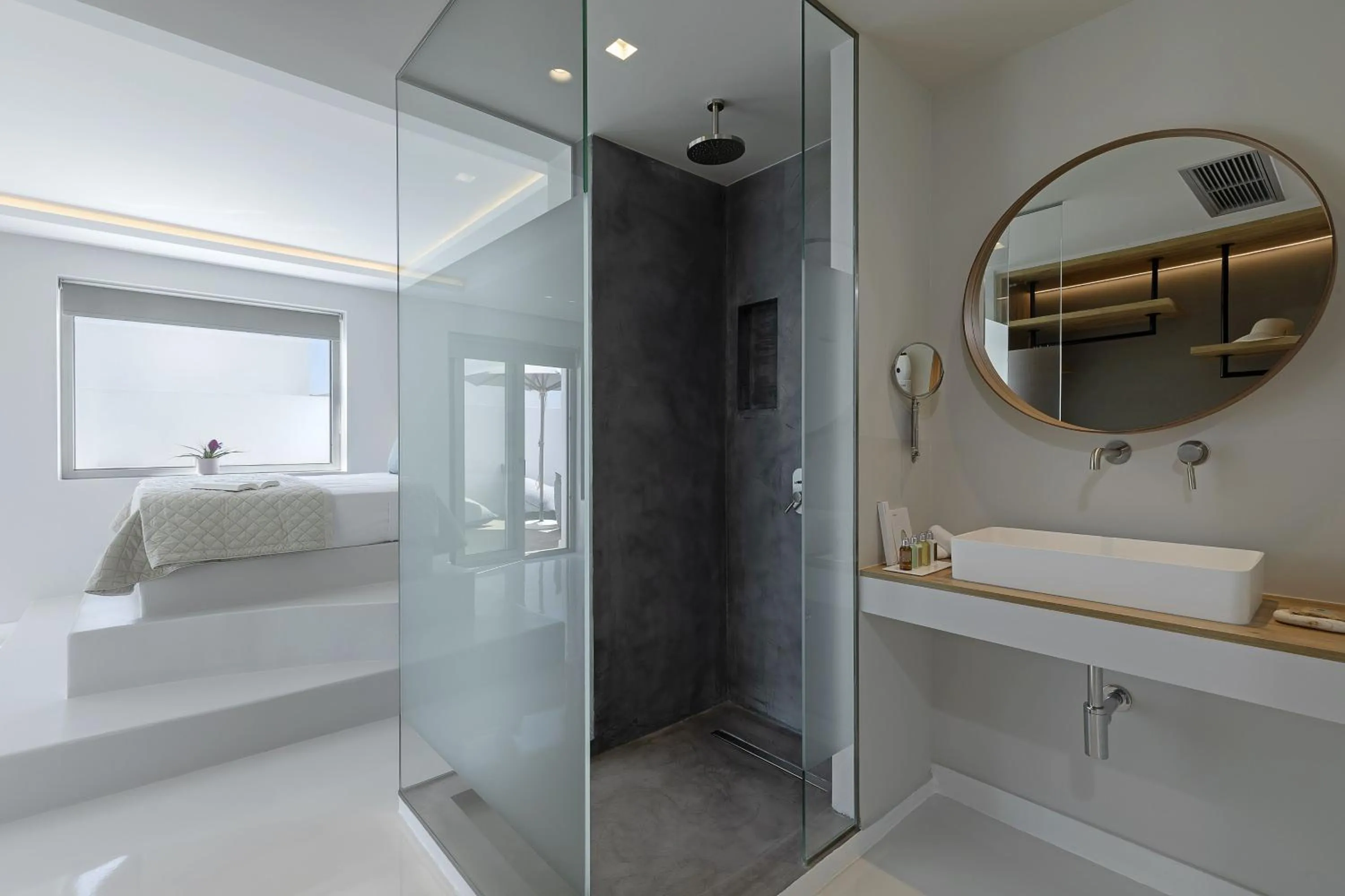 Bed in Infinity View Hotel Tinos