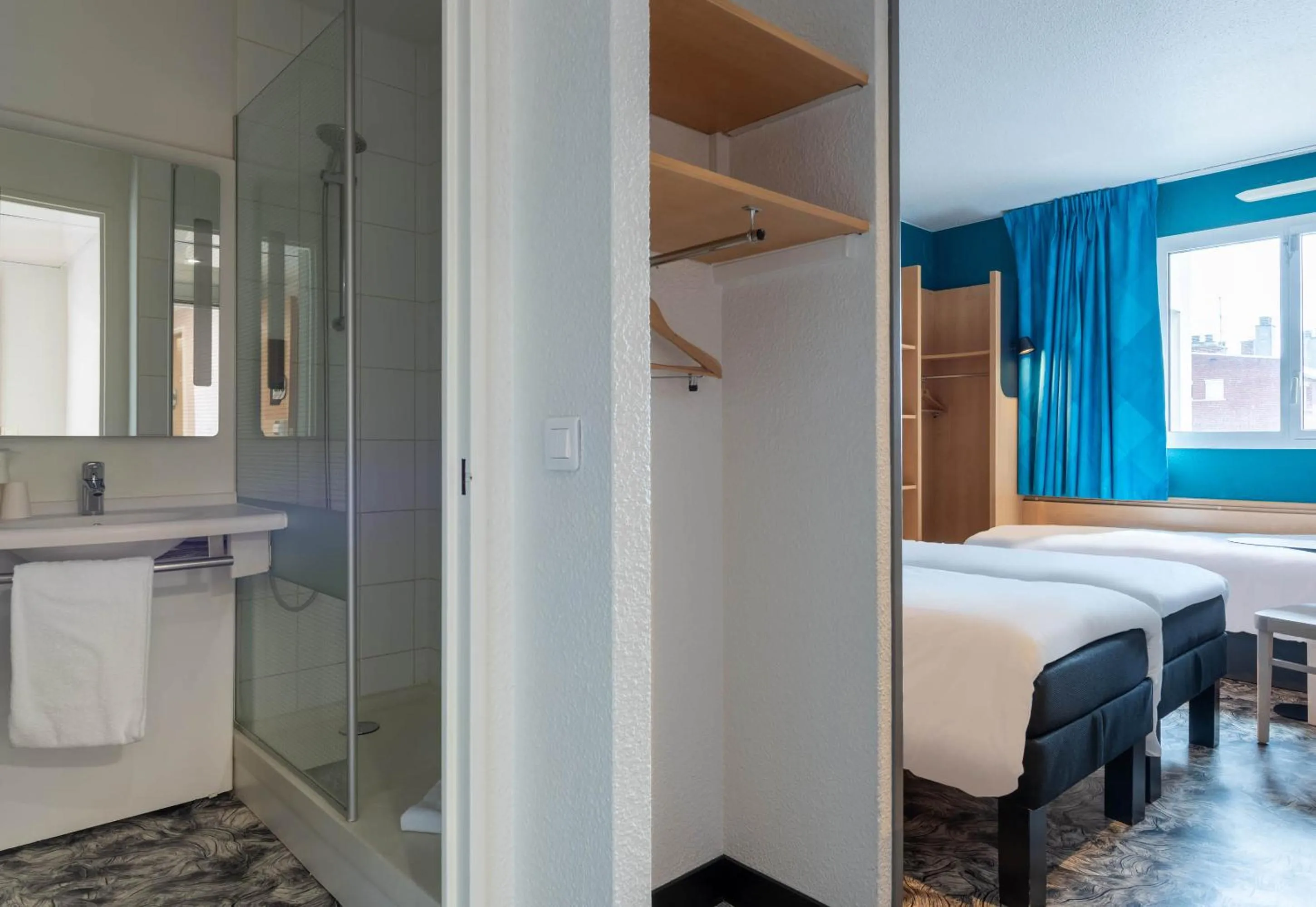 Bathroom, Bed in B&B HOTEL Amiens Centre Cathédrale