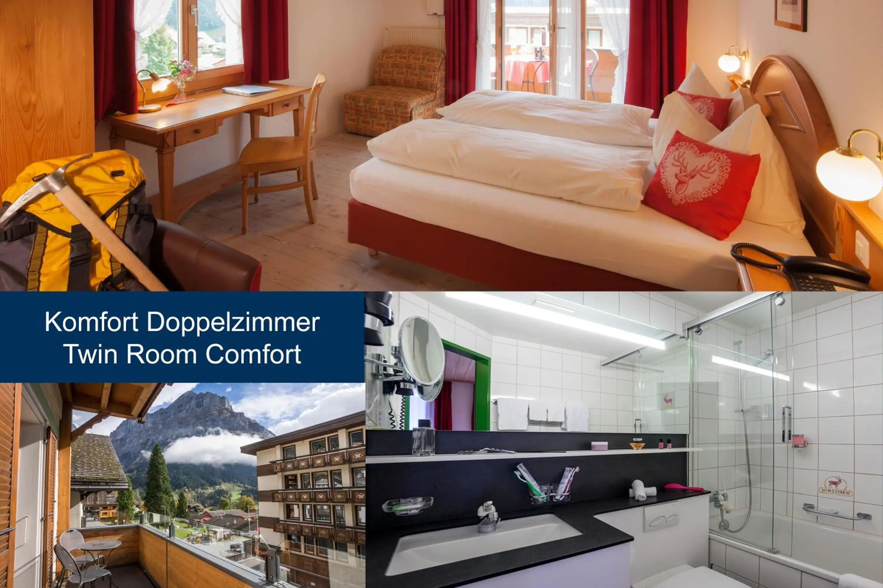 Comfort Double Room with Balcony and Mountain View in Hotel Hirschen - Grindelwald Comfort Double Room with Balcony and Mountain View in Hotel Hirschen - Grindelwald