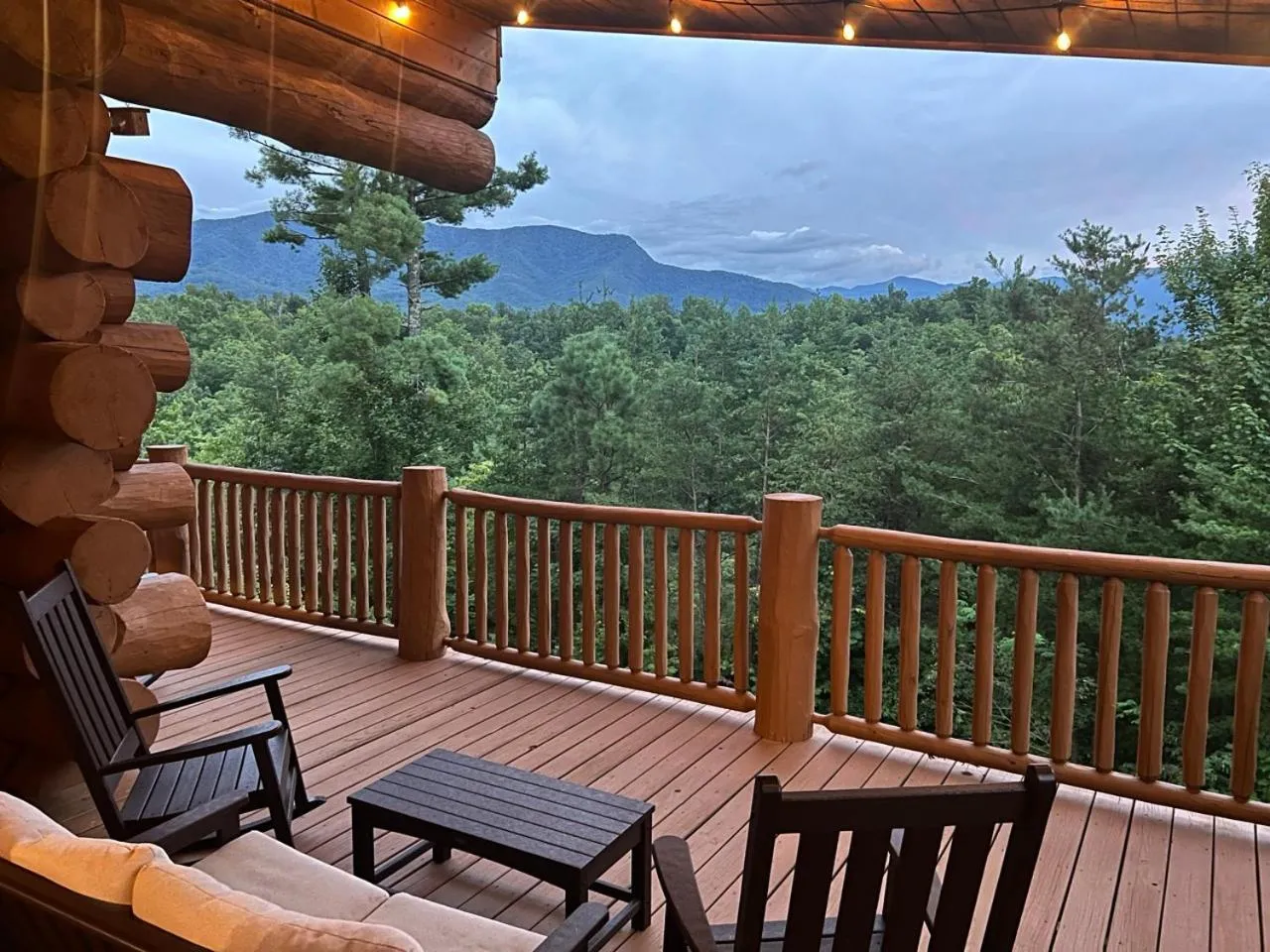 Balcony/Terrace in Big Bear Ridge Lodge - Breathtaking mountain views and private forest scenes in amazing large log cabin