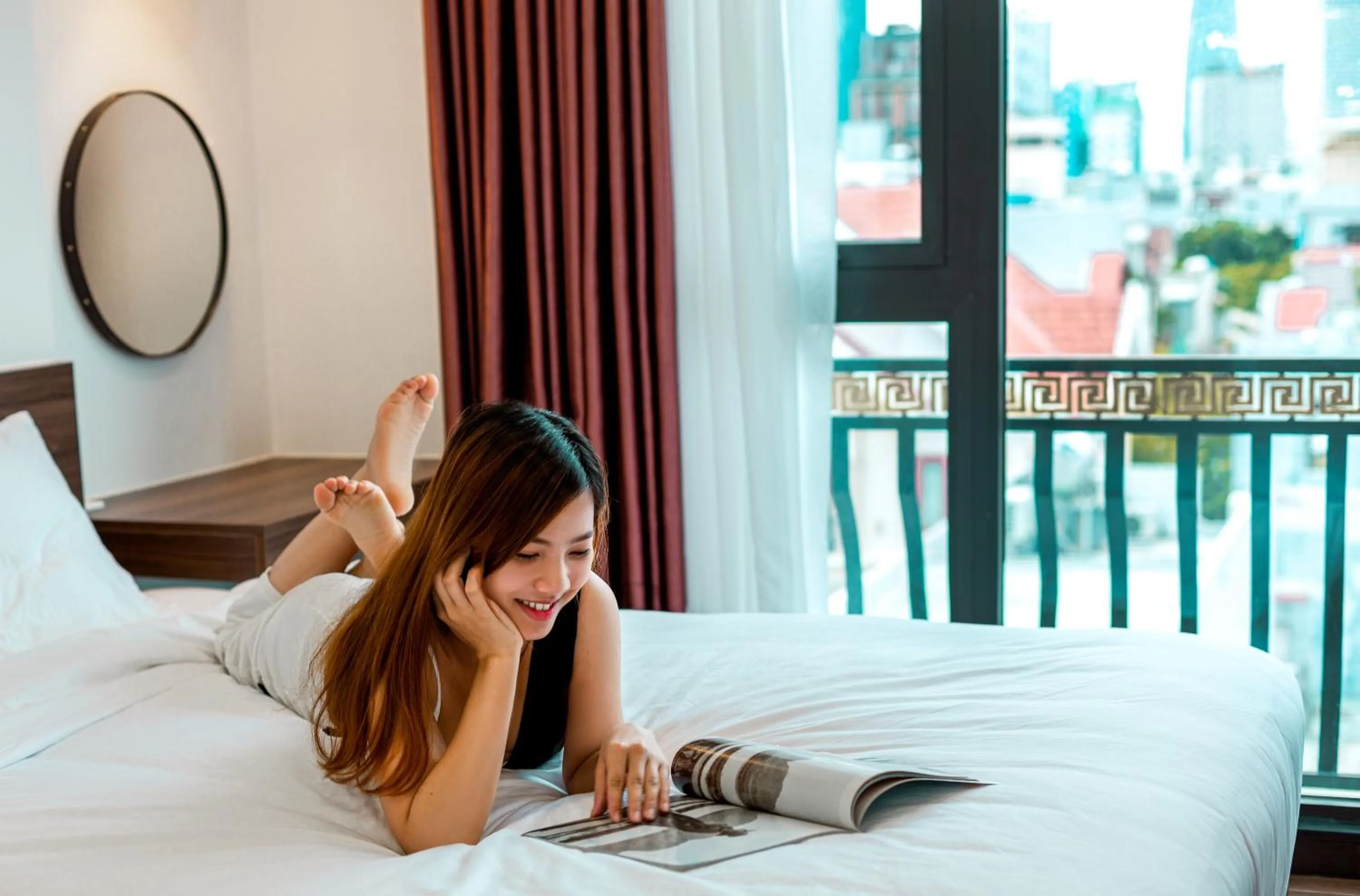 People, Bed in Dragon View Riverfront Hotel