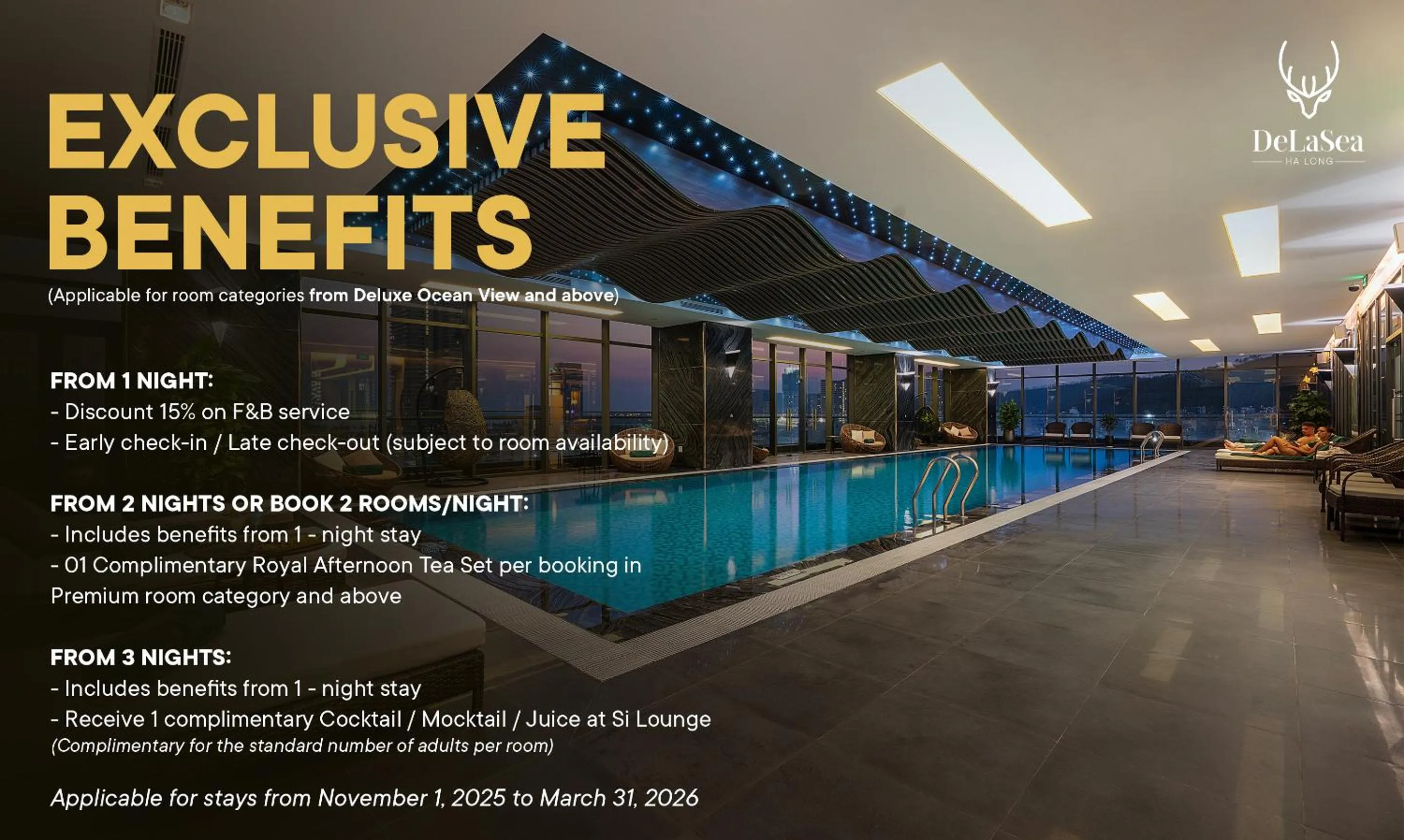 Swimming pool in DeLaSea Ha Long Hotel - Modern Bayview Escape