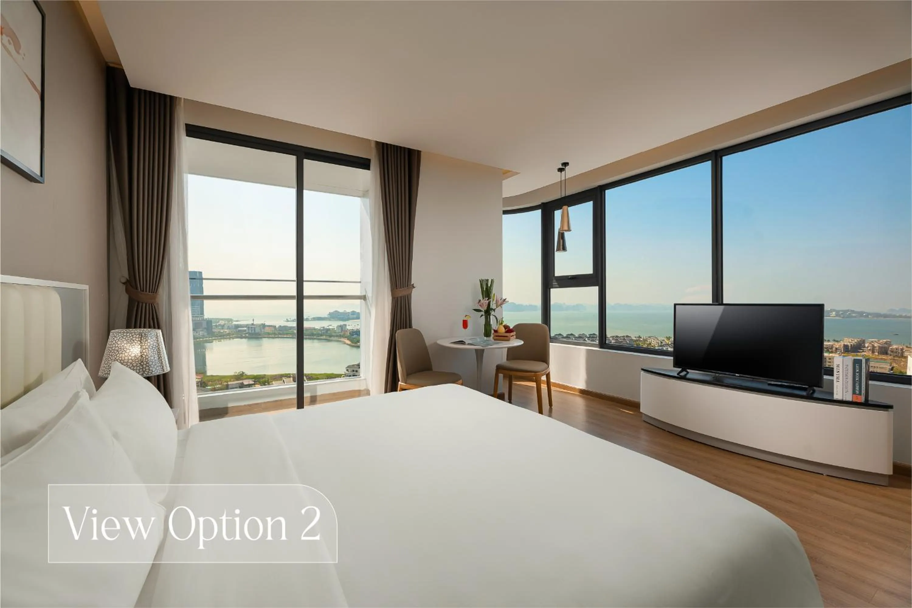 View (from property/room), Bed in DeLaSea Ha Long Hotel - Modern Bayview Escape