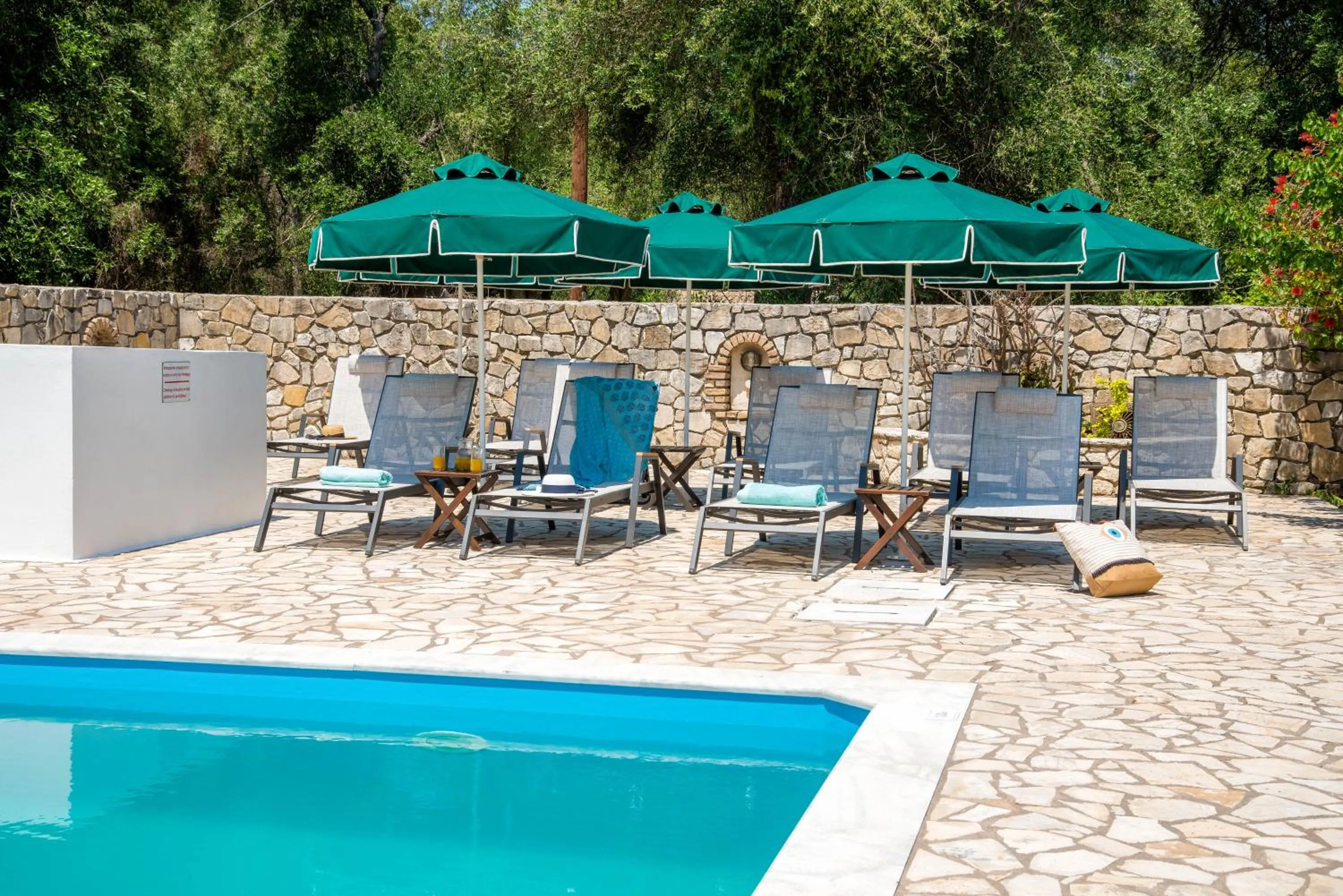 Patio in LIvadi Studios with Pool