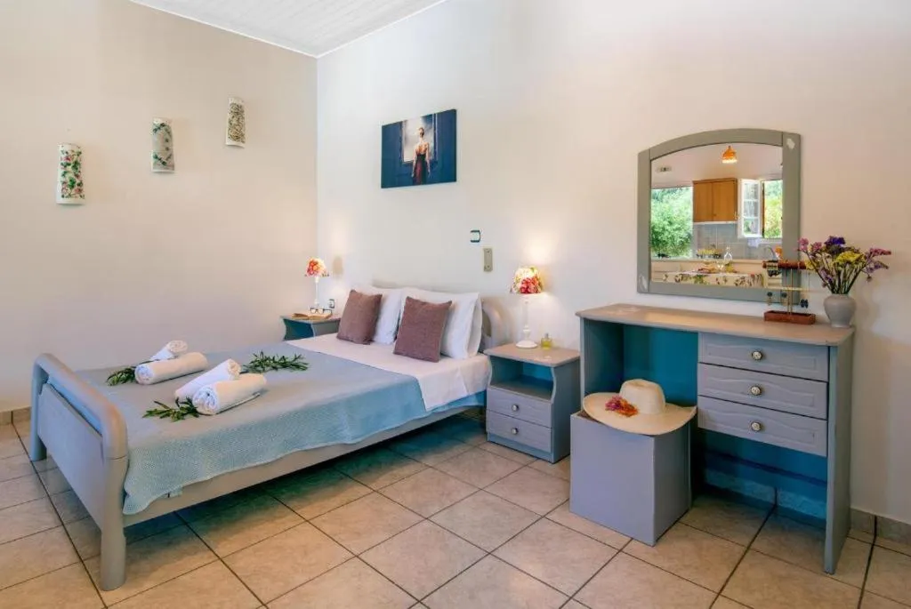 Bed in LIvadi Studios with Pool