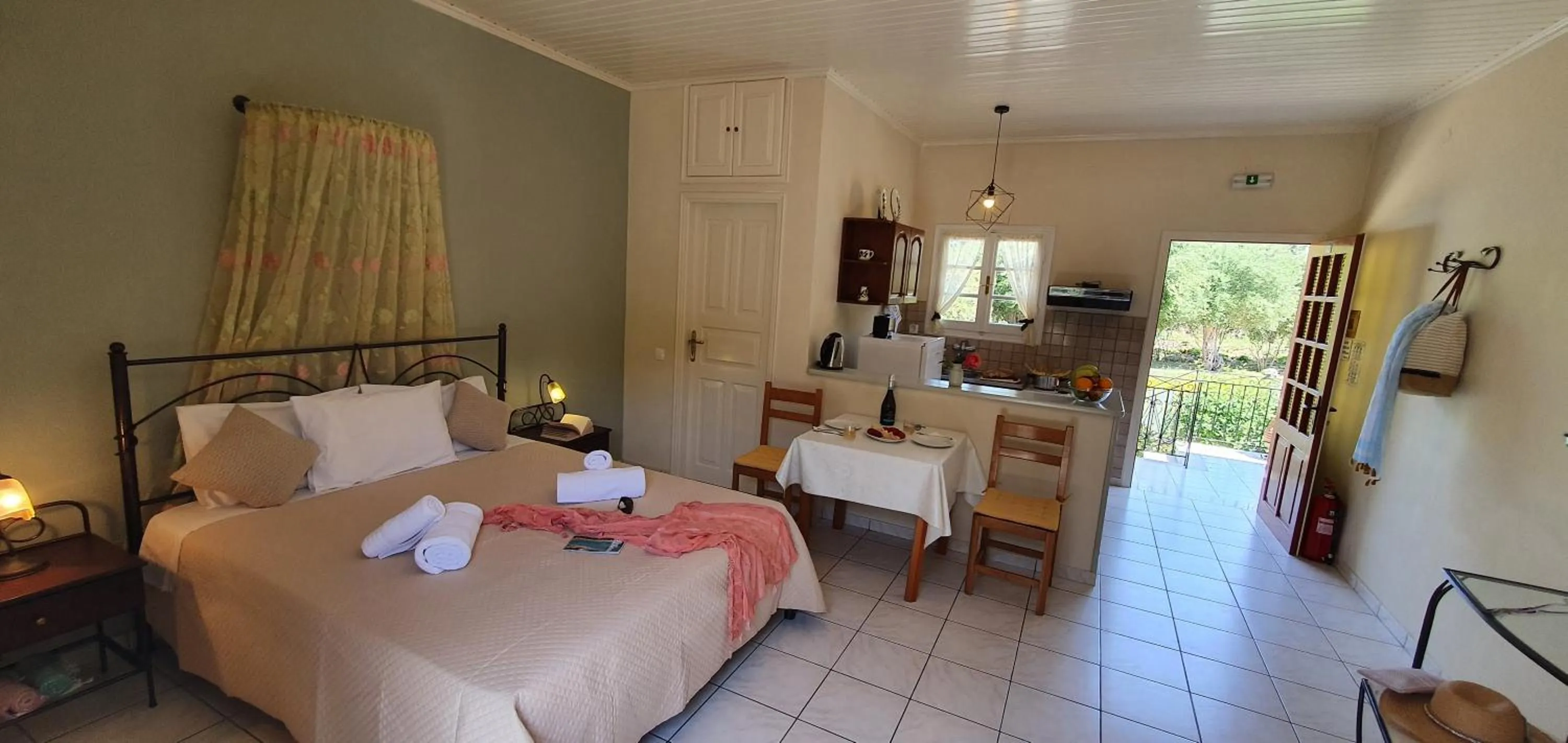 Bed in LIvadi Studios with Pool