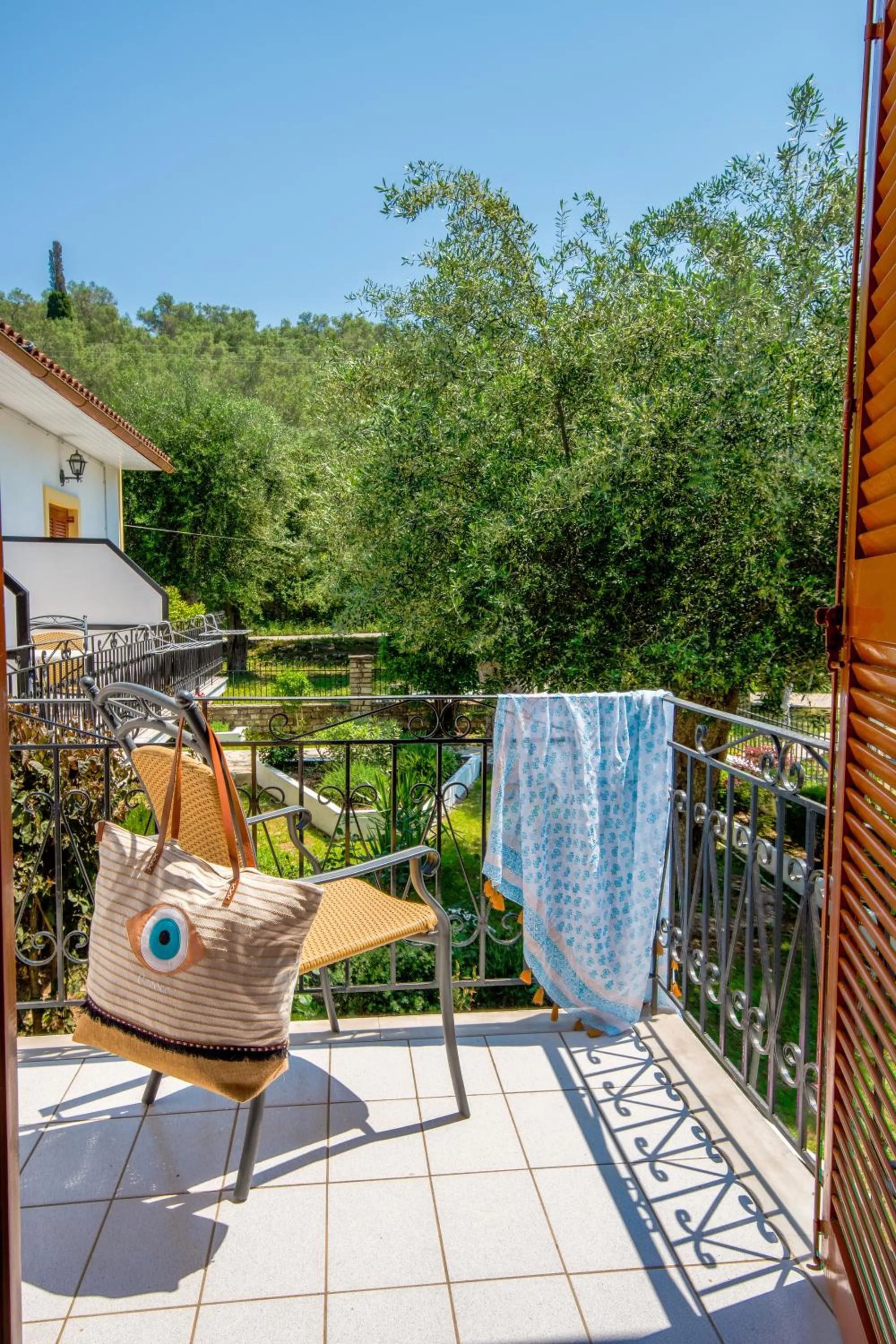 Patio in LIvadi Studios with Pool