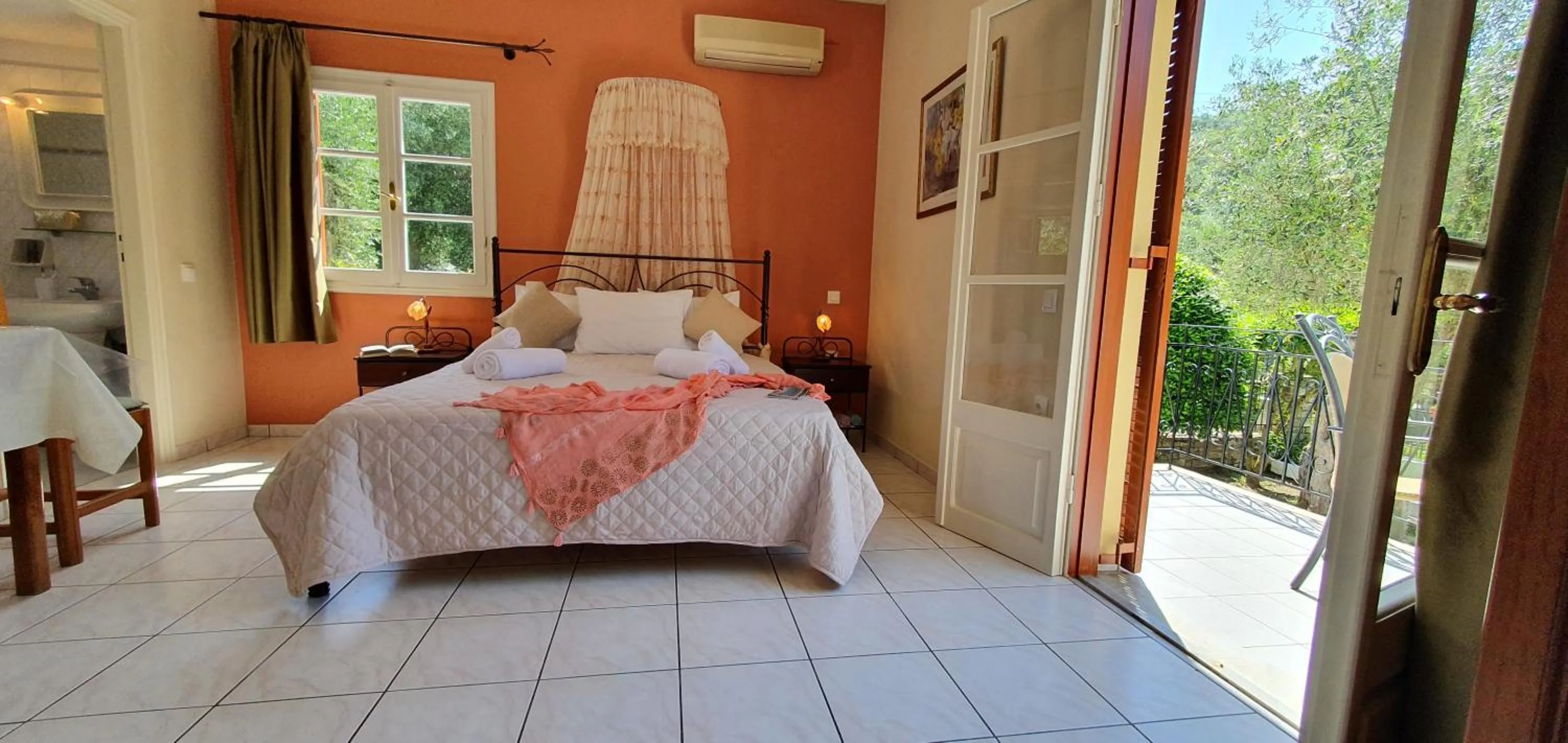 Bed in LIvadi Studios with Pool