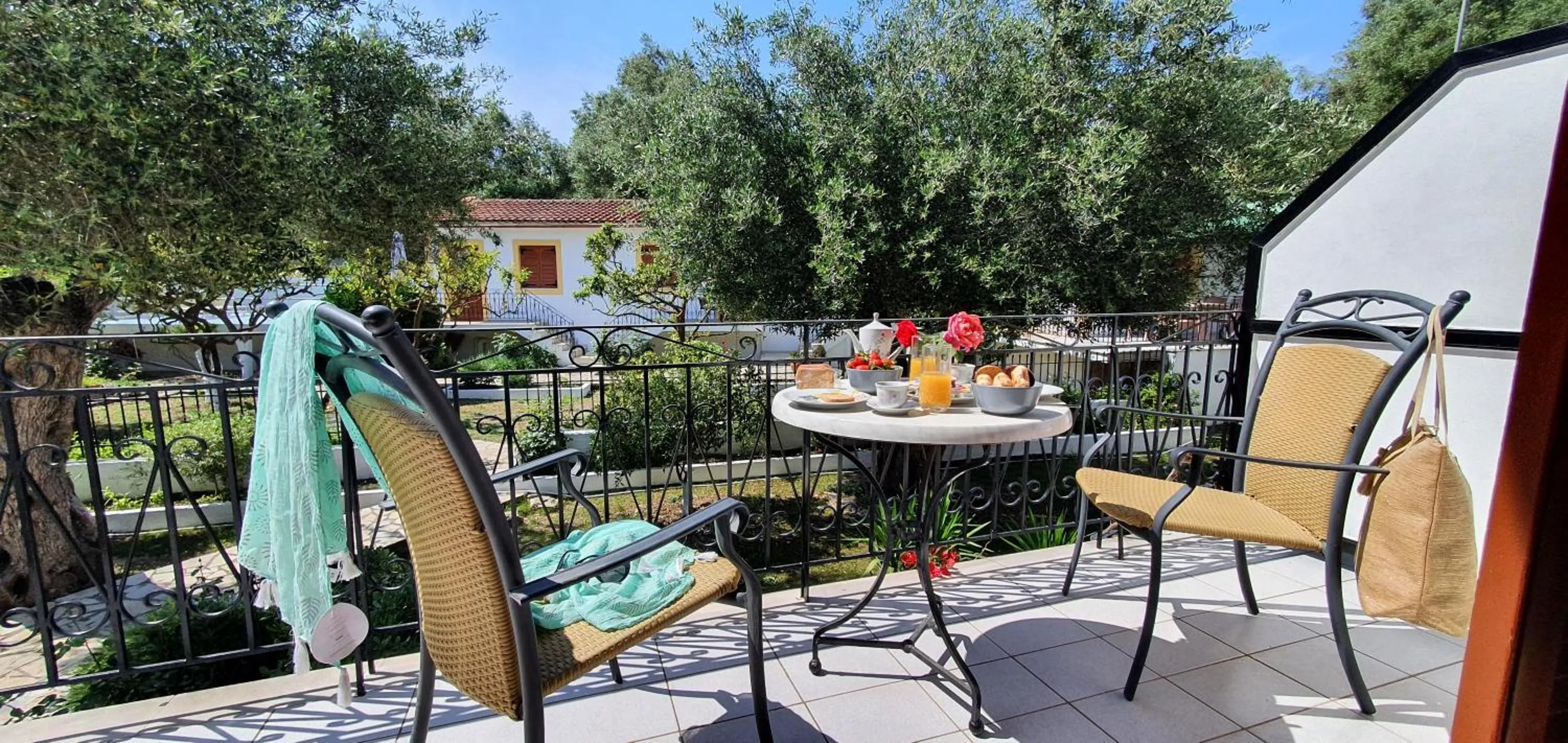 Balcony/Terrace in LIvadi Studios with Pool