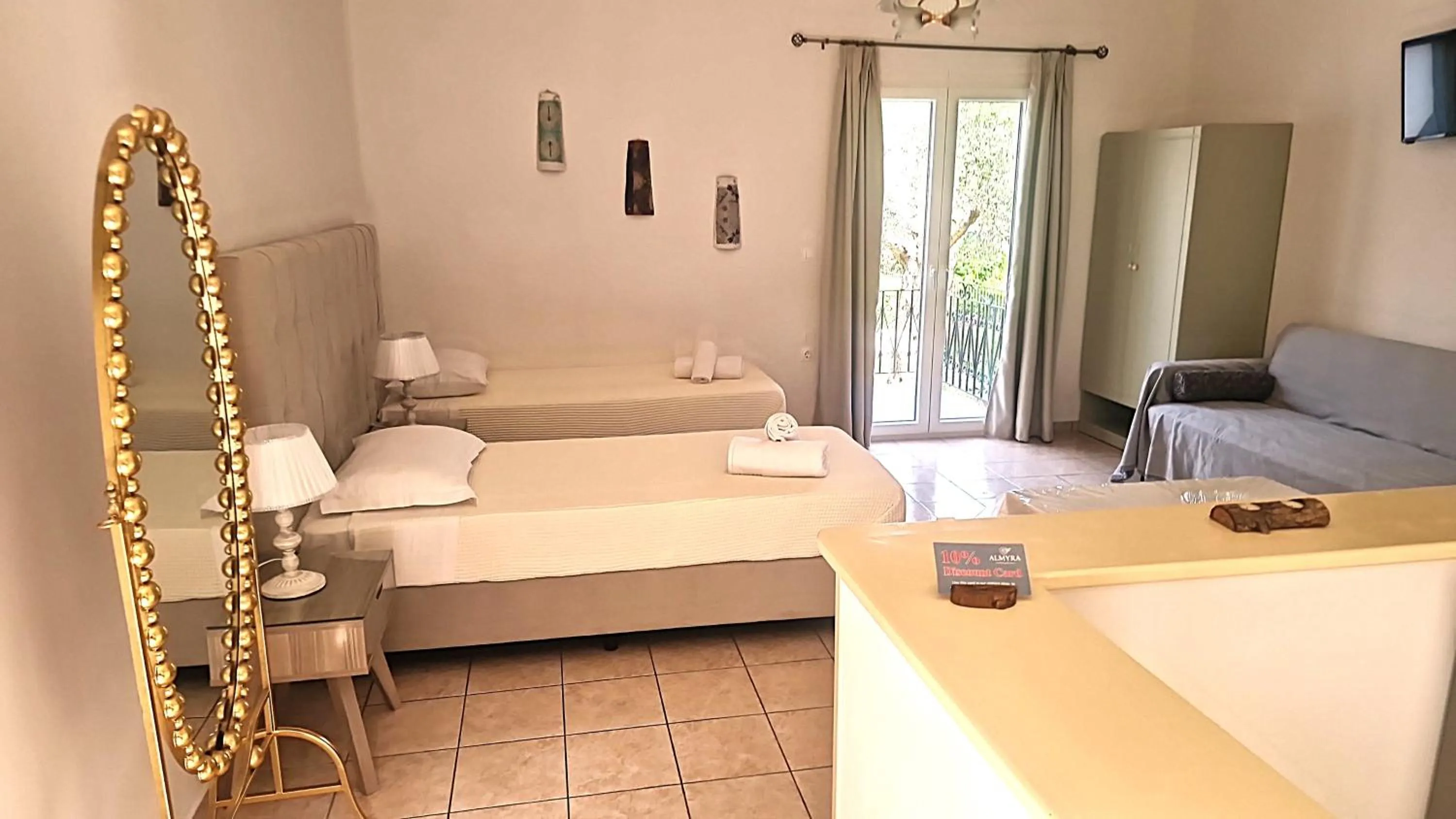 Bed in LIvadi Studios with Pool