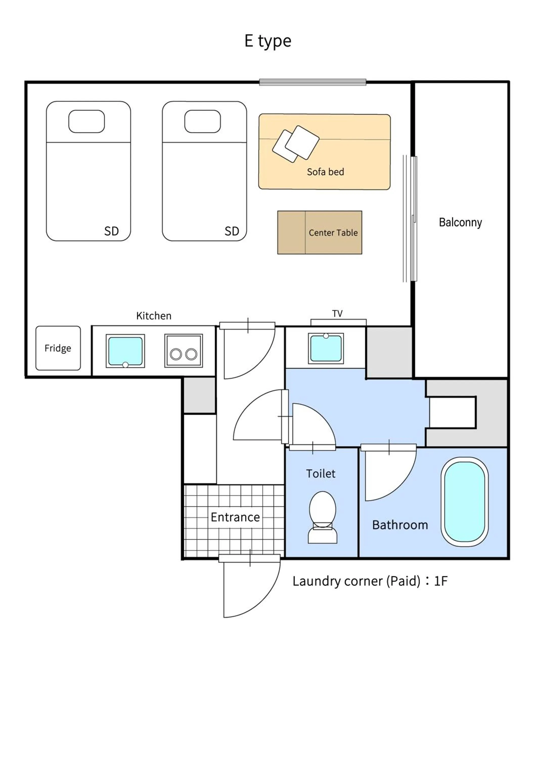Photo of the whole room in ReLA Higashimatsudo