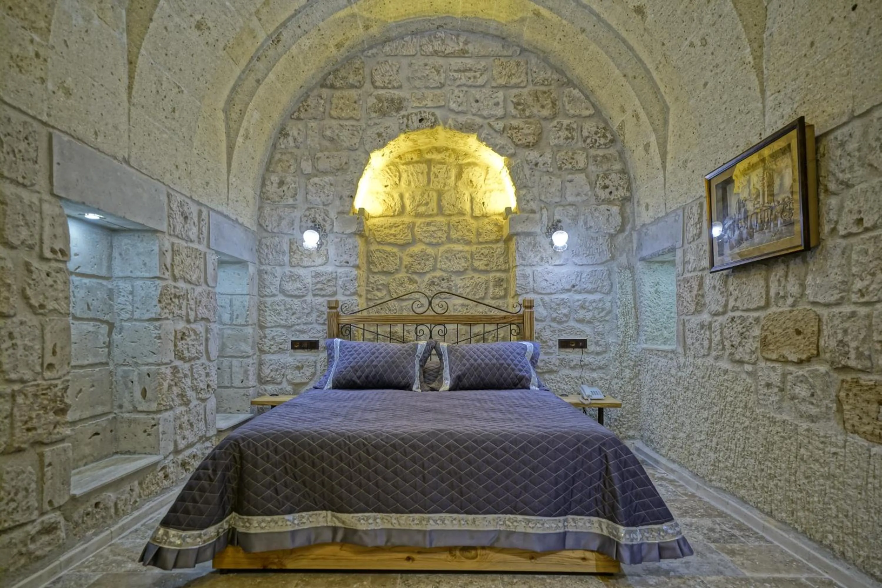 Bed in Cappadocia Cave Lodge