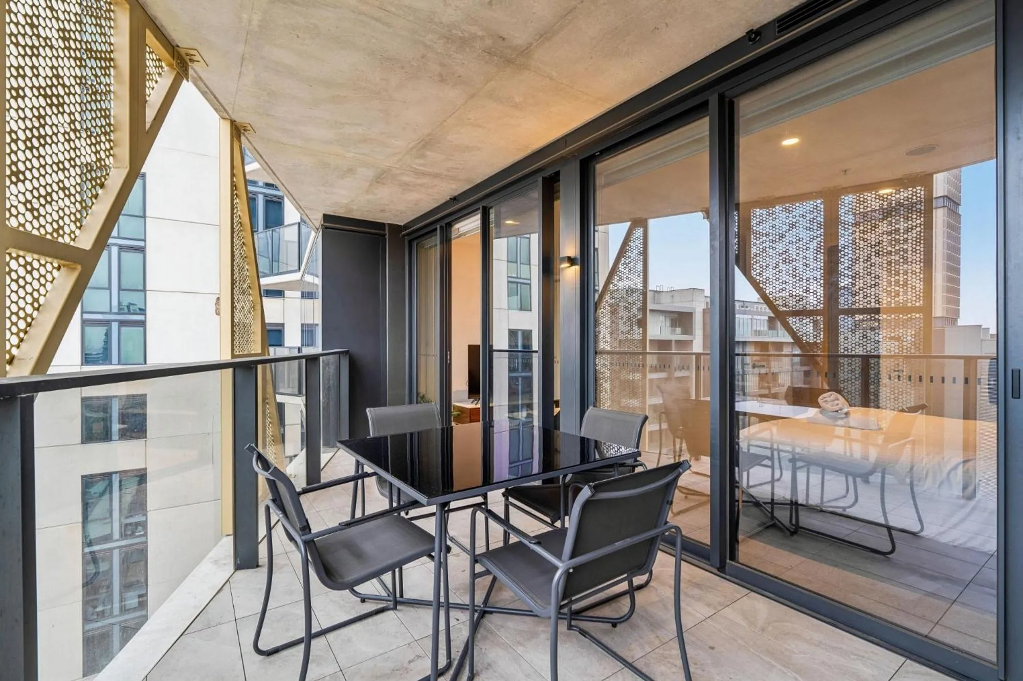 Balcony/Terrace, Bed in Realm Apartments by CLLIX