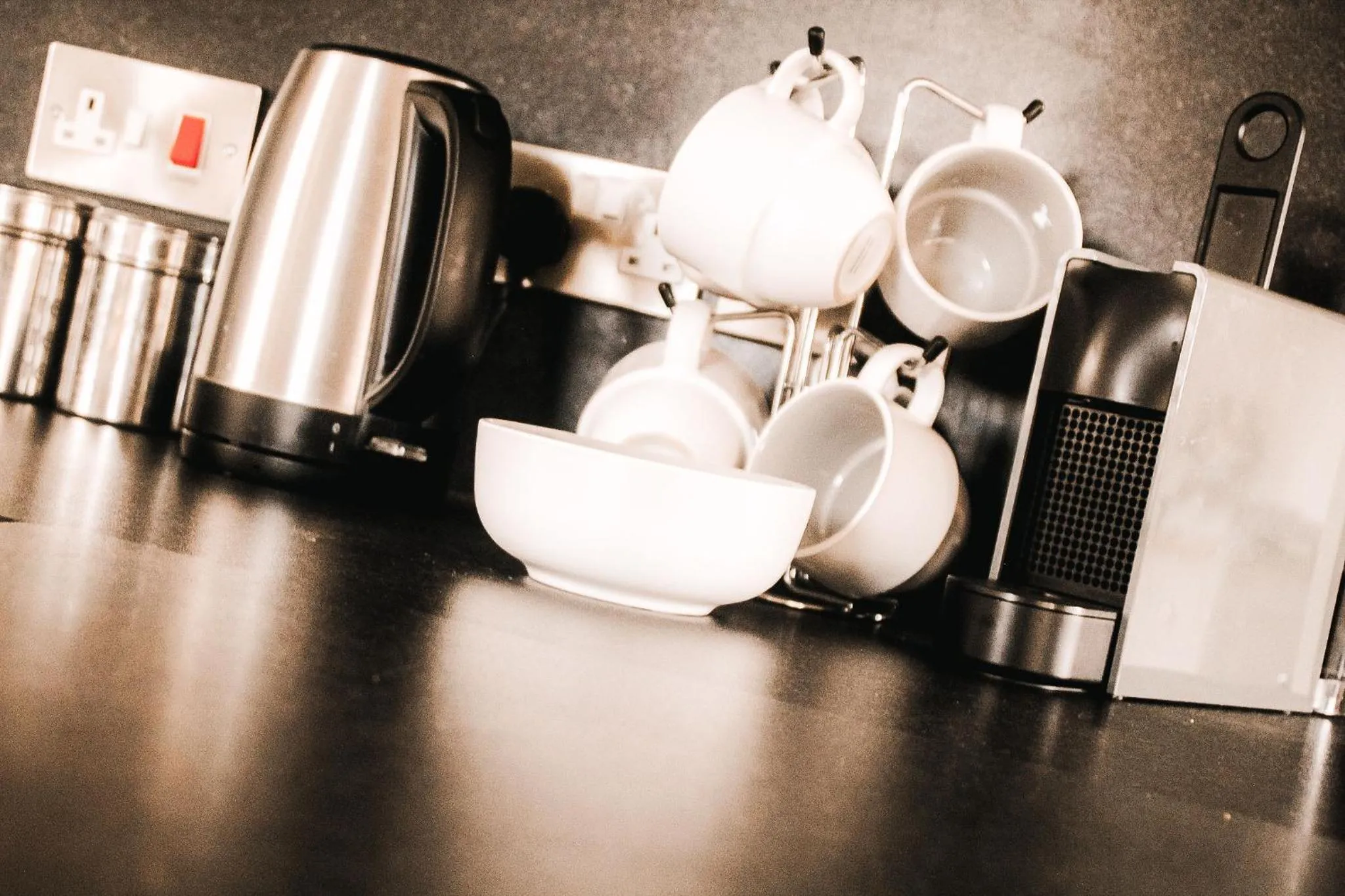 Kitchen or kitchenette in Keer Side Lodge, Luxury lodge with private hot tub at Pine Lake Resort