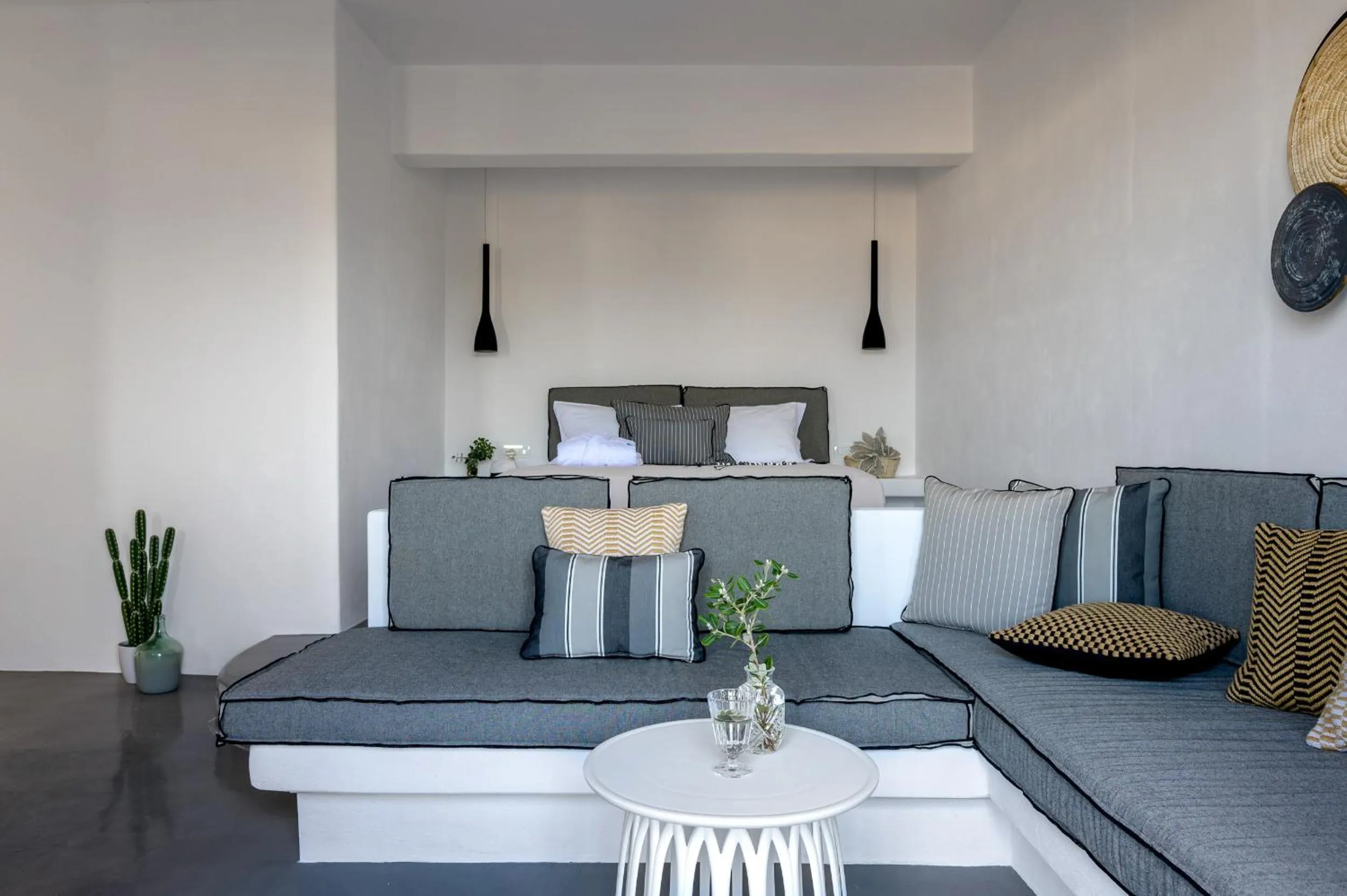 Seating area in Santolia Art Suites