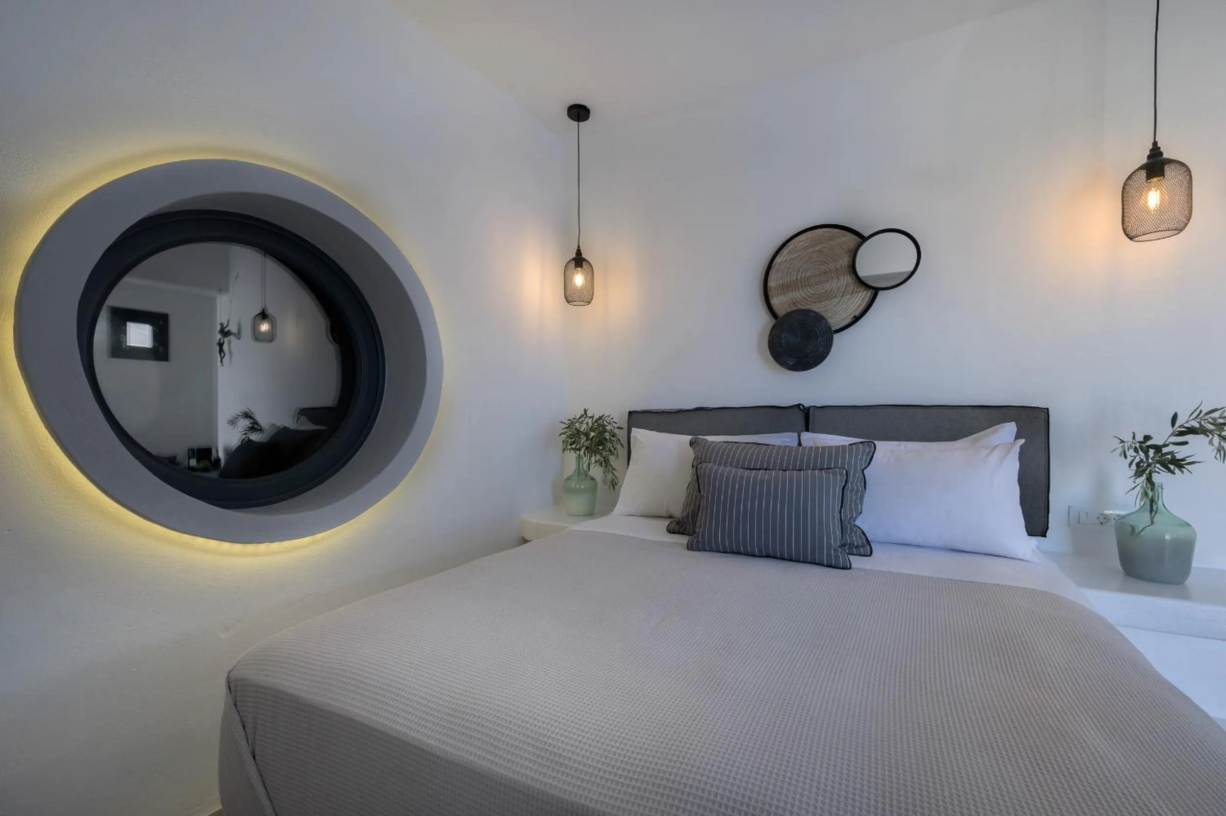 Bed in Santolia Art Suites