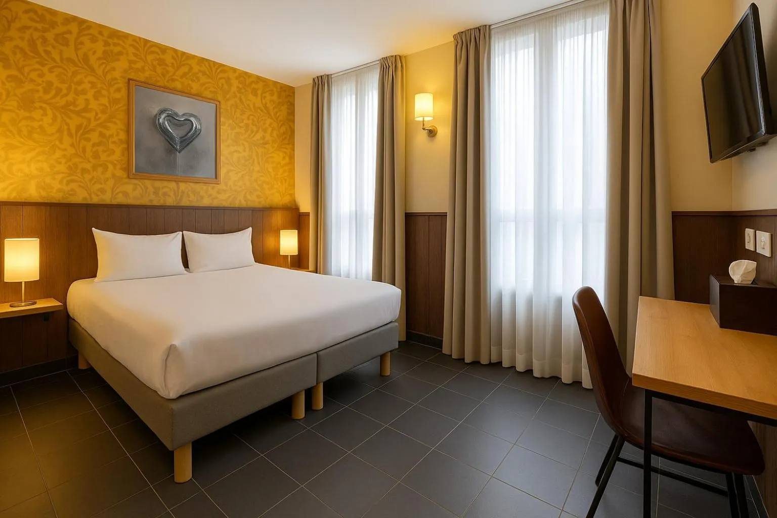 Bed in Walled off Hotel Paris