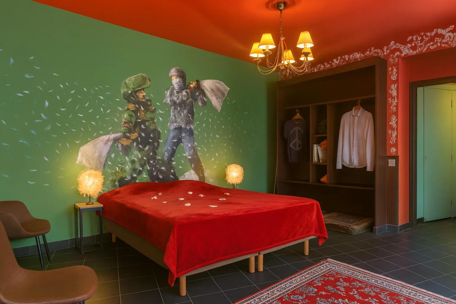 Decorative detail, Bed in Walled off Hotel Paris