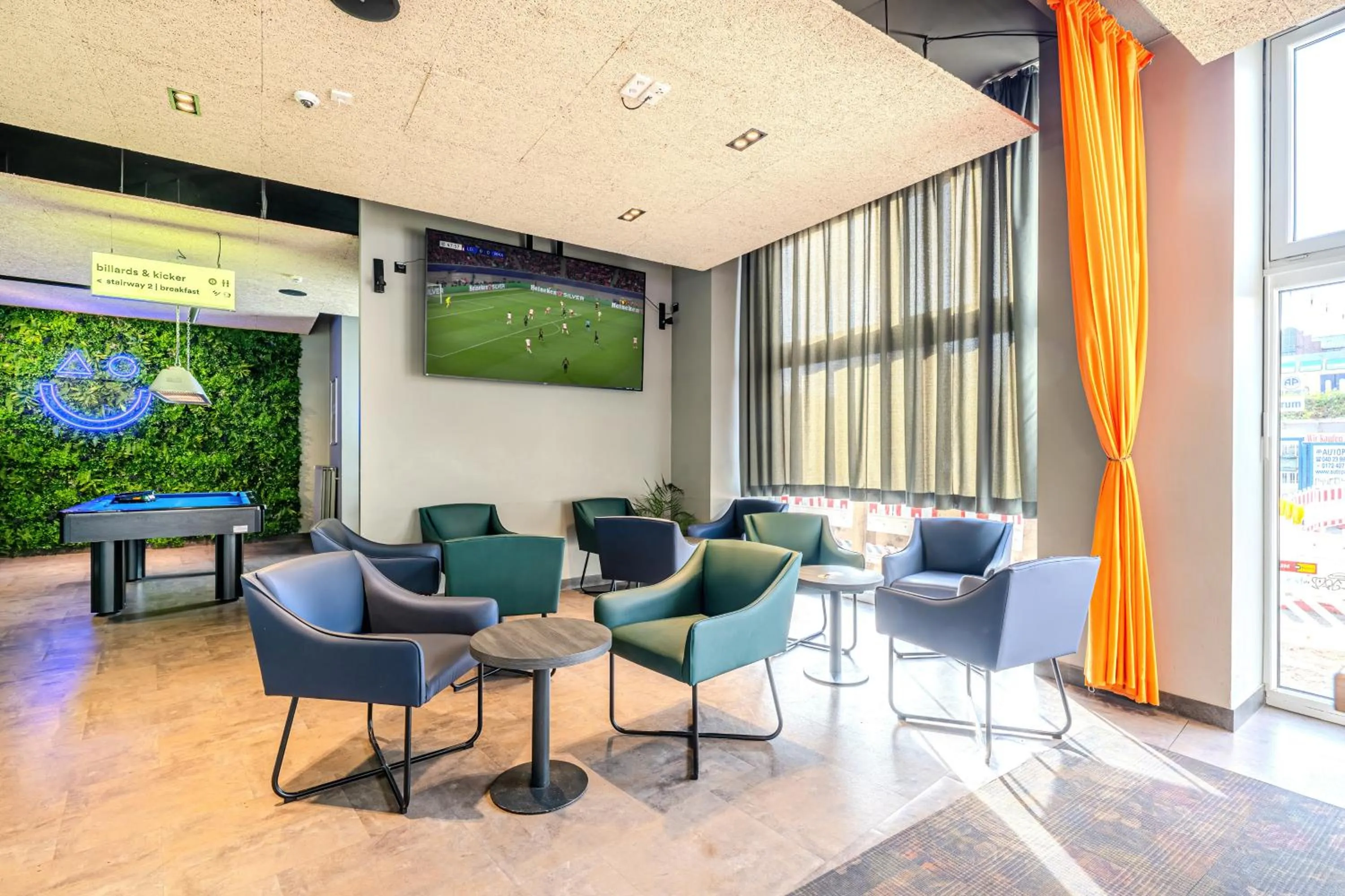 Lobby or reception in a&o Hamburg Hauptbahnhof