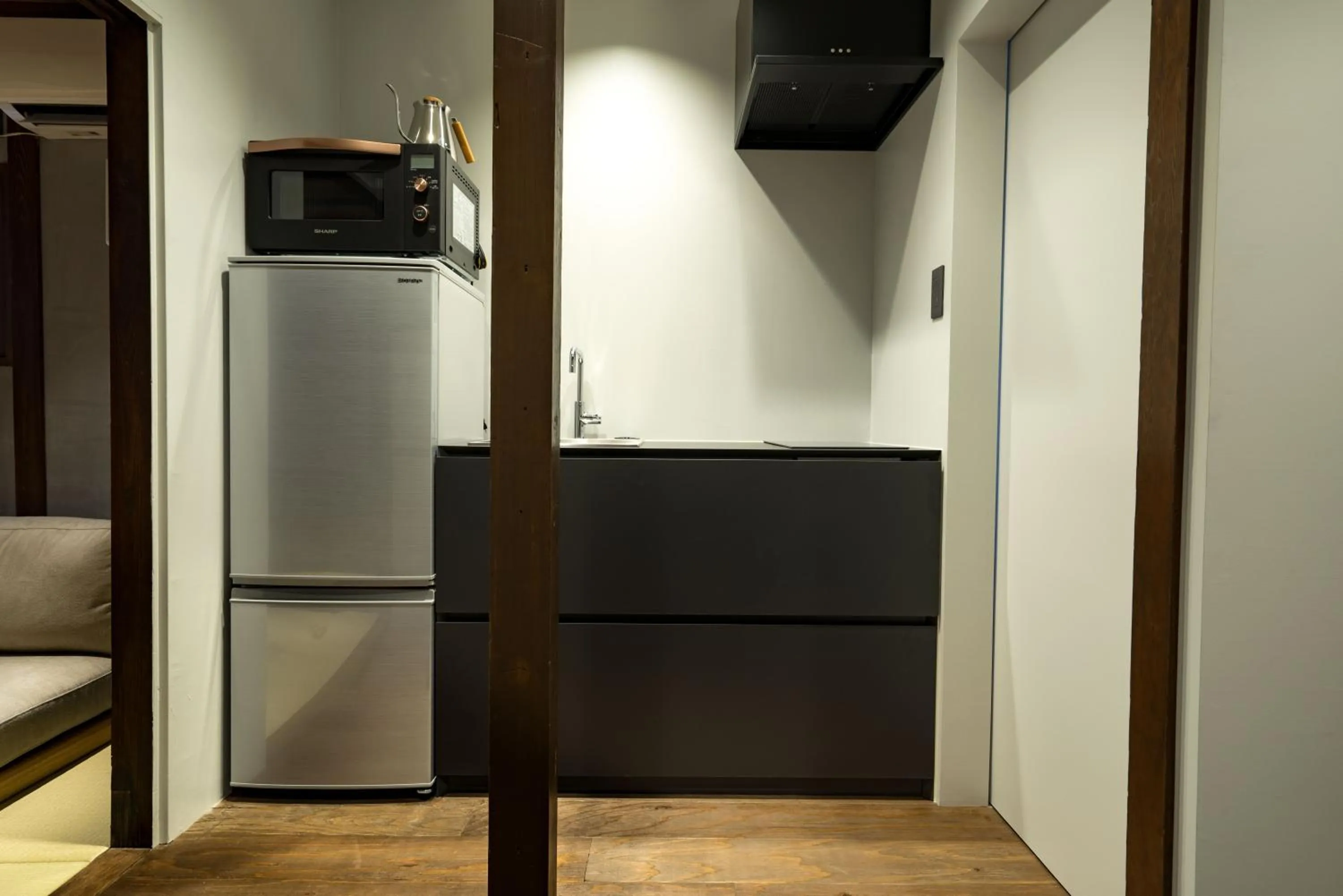 Kitchen or kitchenette in KONJAKUSO Osaka Bentencho "HIKARIYUYA" Projection M apping SPA