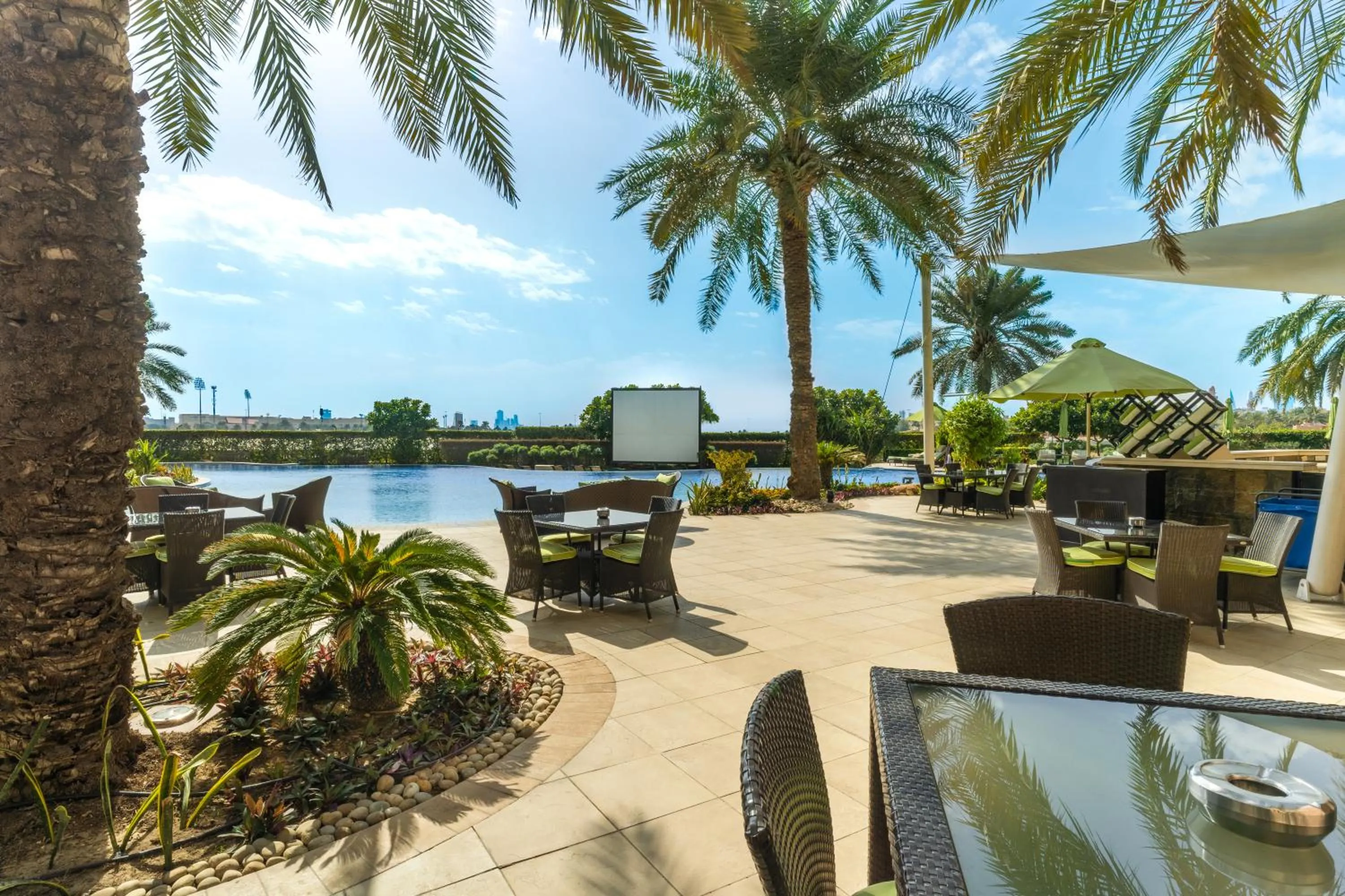Pool view in Mövenpick Hotel Bahrain