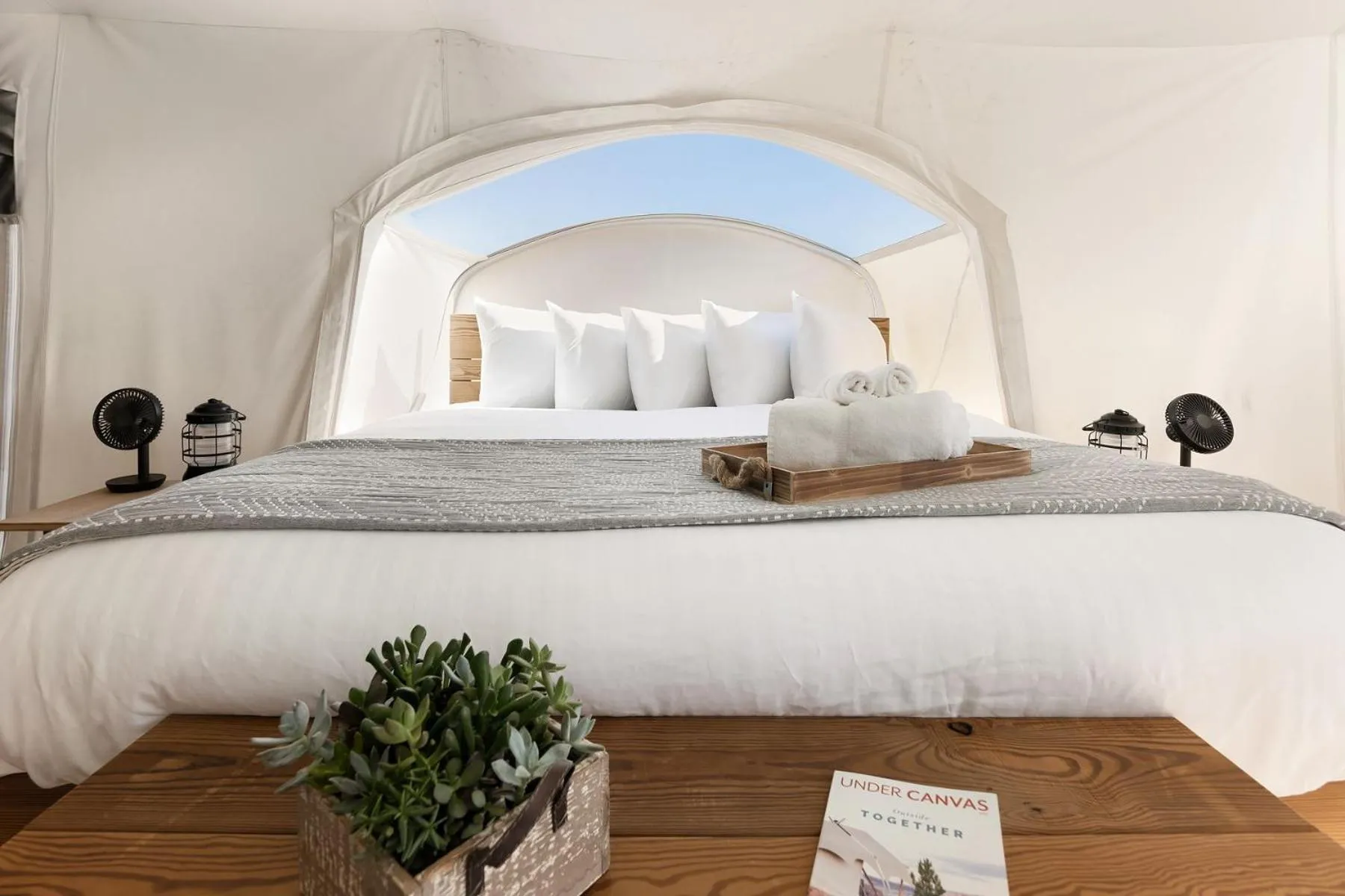 Bed in Under Canvas Acadia