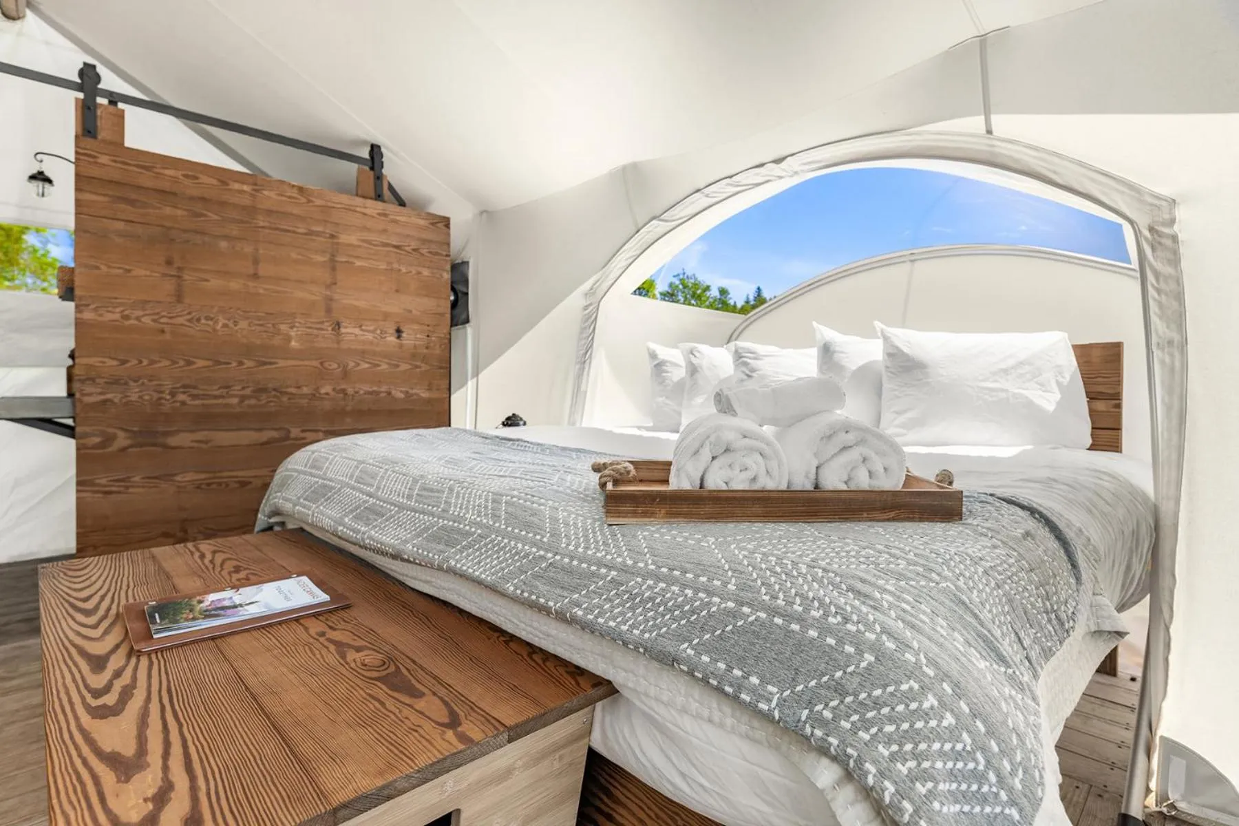 Bed in Under Canvas Acadia