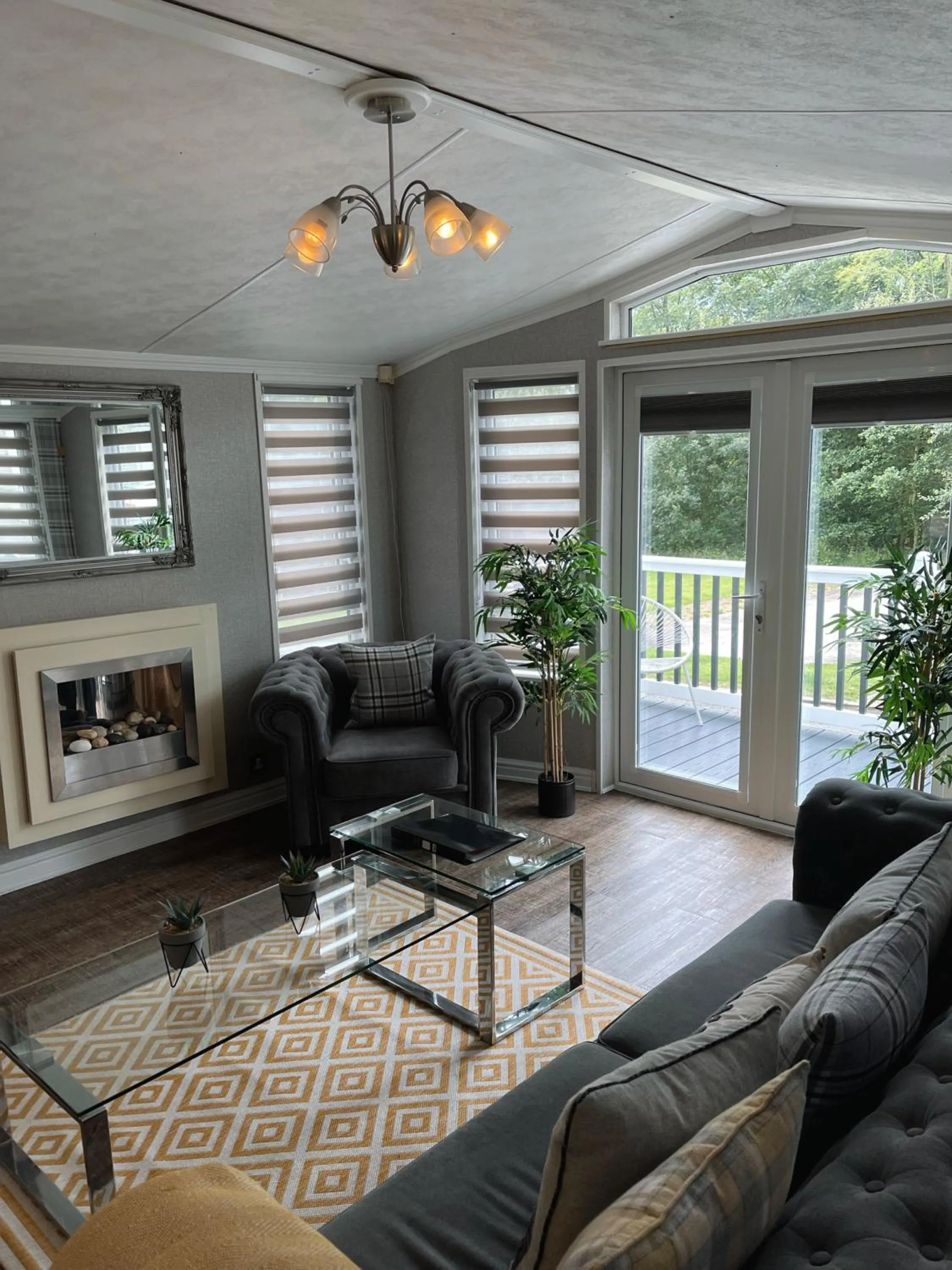 Living room in Percy Wood Lodges with Hot Tubs