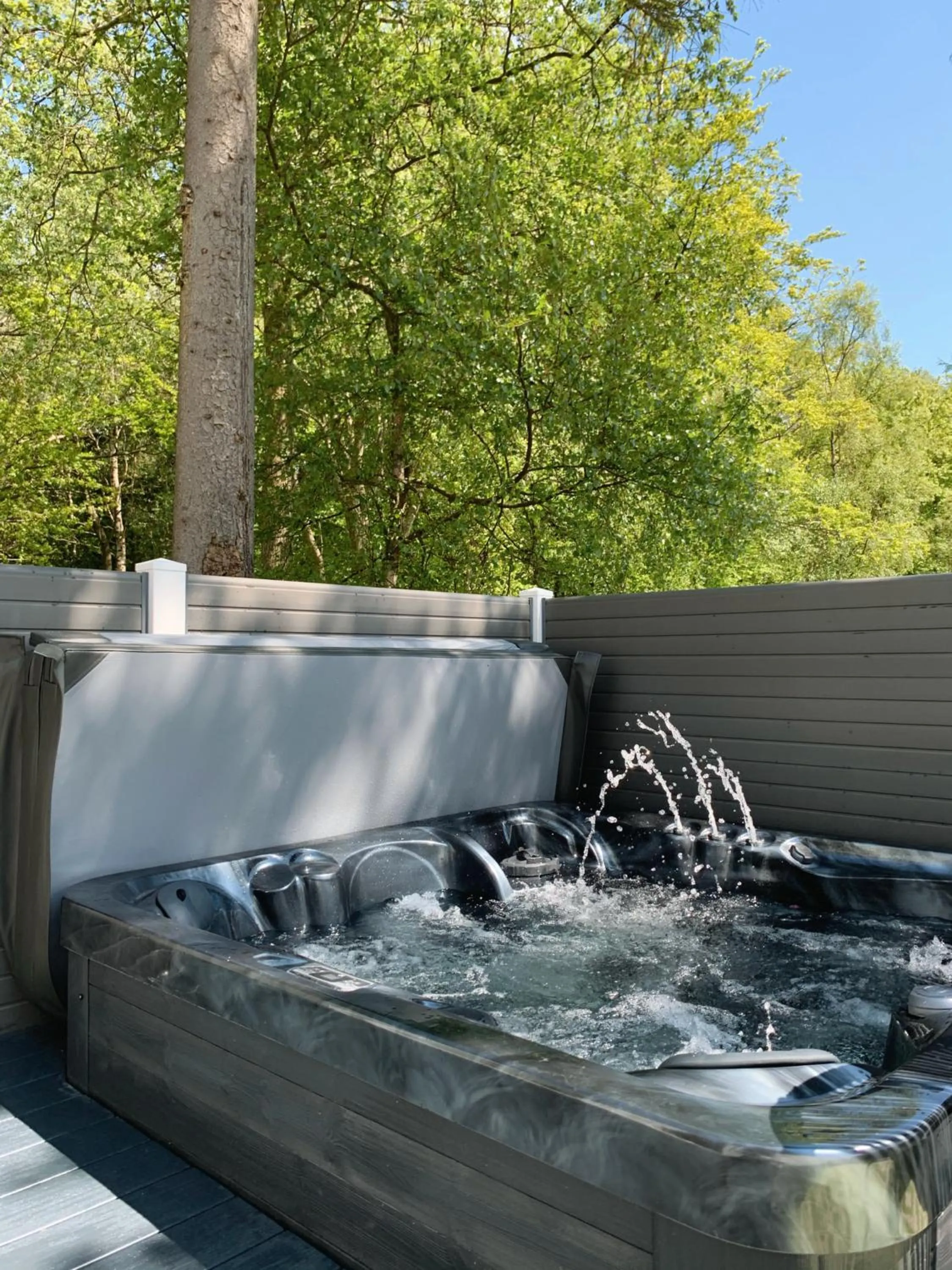 Hot Tub in Percy Wood Lodges with Hot Tubs