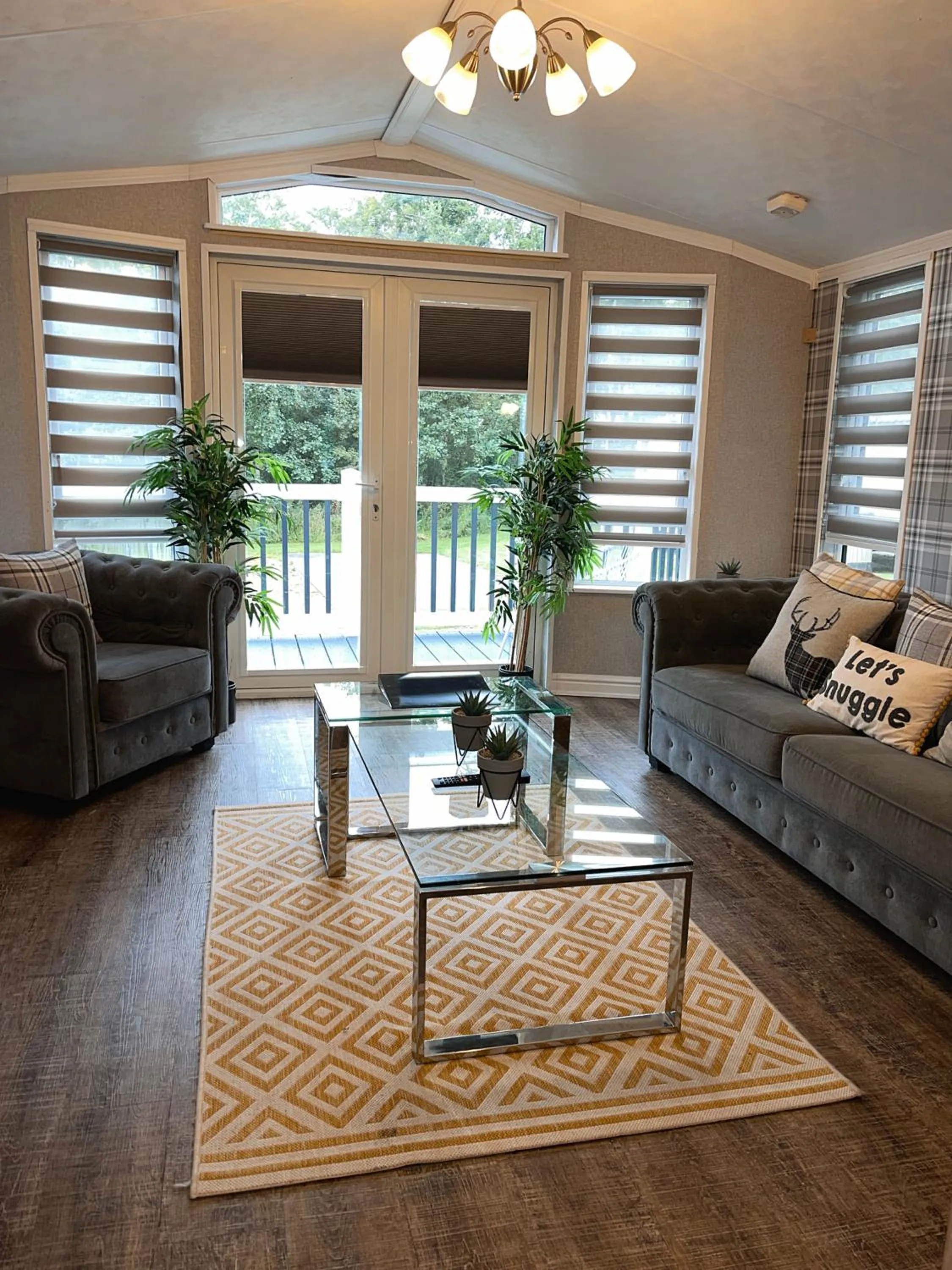 Living room in Percy Wood Lodges with Hot Tubs