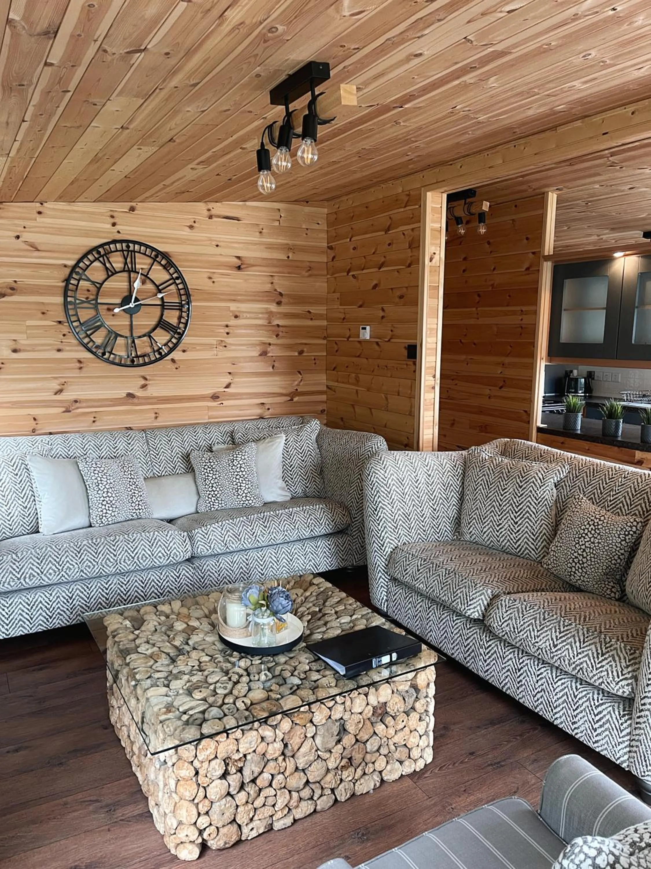 Living room in Percy Wood Lodges with Hot Tubs