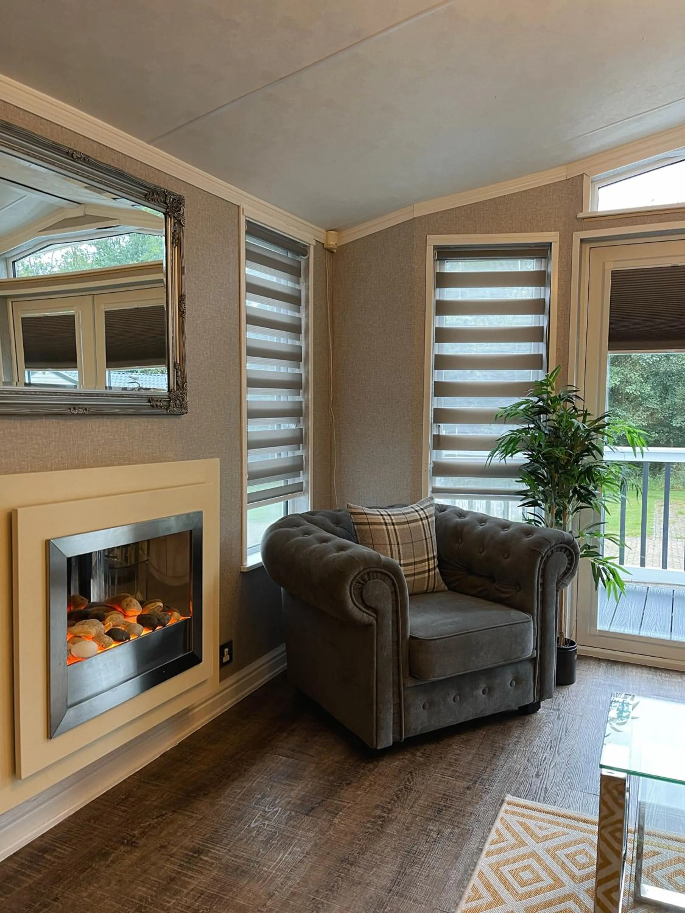 Living room in Percy Wood Lodges with Hot Tubs