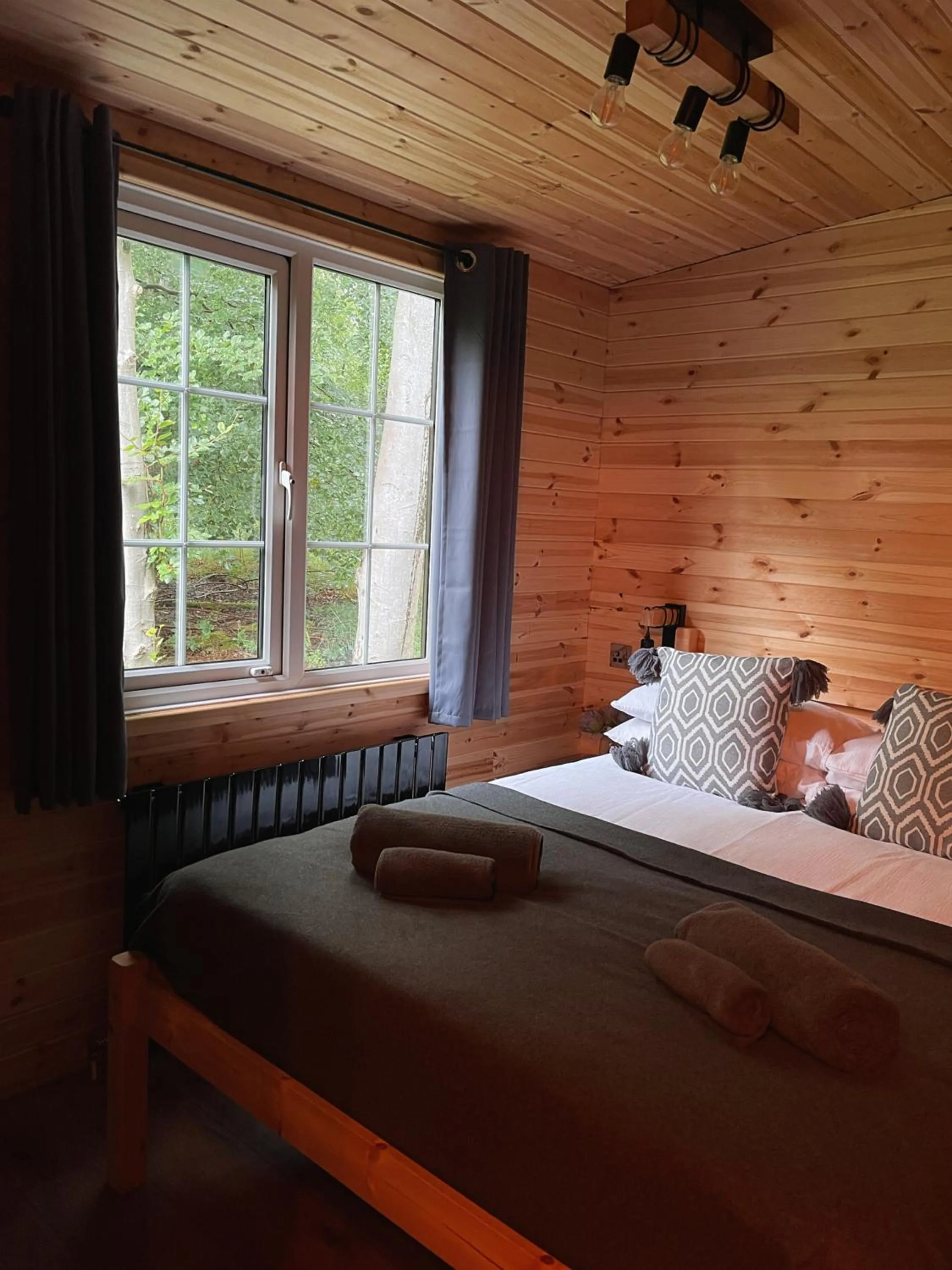 Bedroom, Bed in Percy Wood Lodges with Hot Tubs