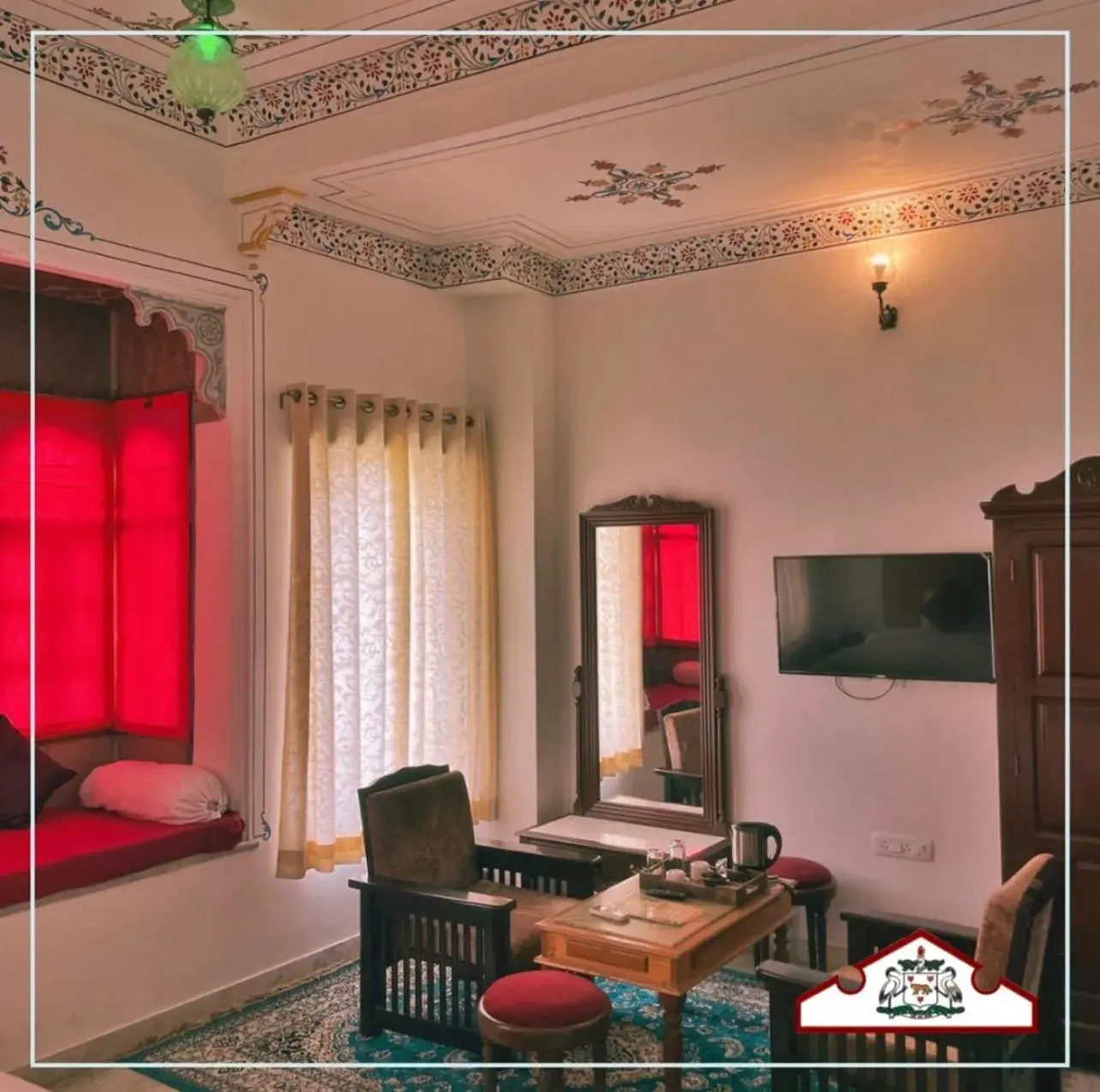 Deluxe Double Room with Castle View - single occupancy in Khakhri Haveli - A Legacy of Mewar Deluxe Double Room with Castle View - single occupancy in Khakhri Haveli - A Legacy of Mewar
