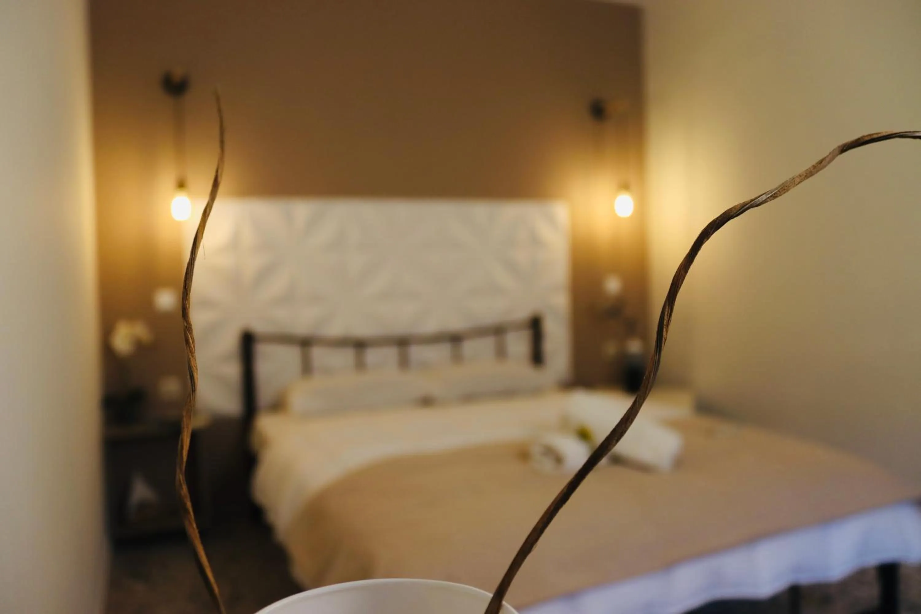 Bedroom, Bed in Elves Studios& Apartment's SIDARI